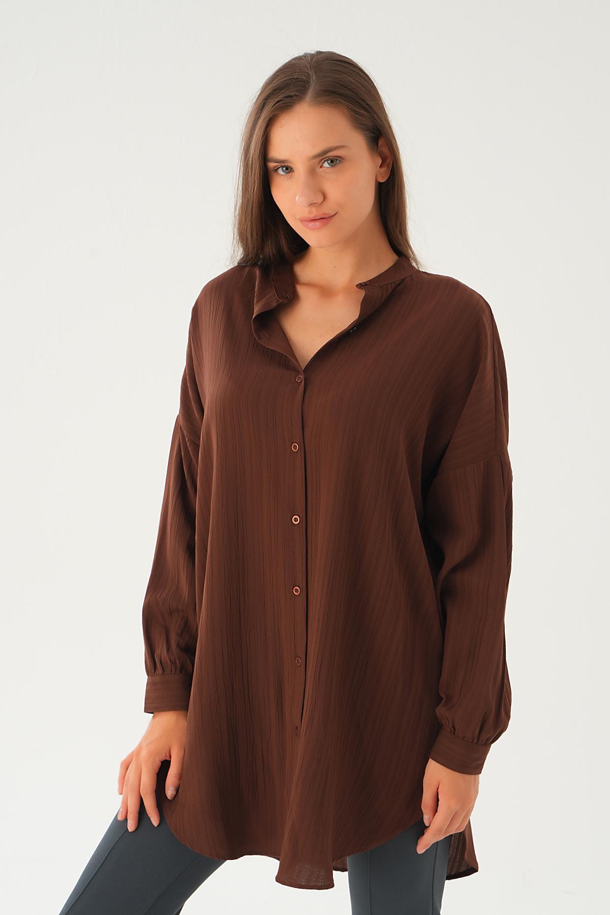 Kahve Hakim Yaka Tunik 4172A - 1