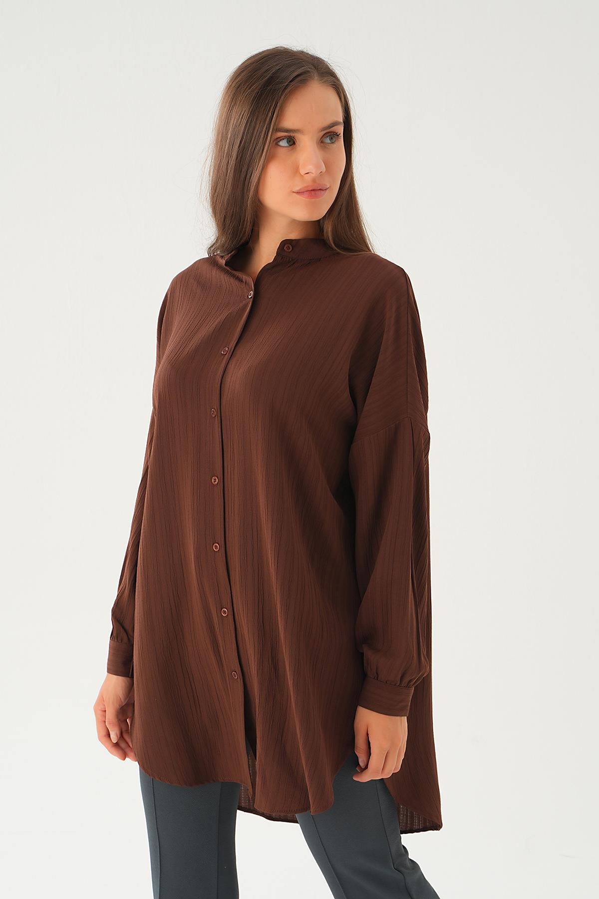 Kahve Hakim Yaka Tunik 4172A - 3