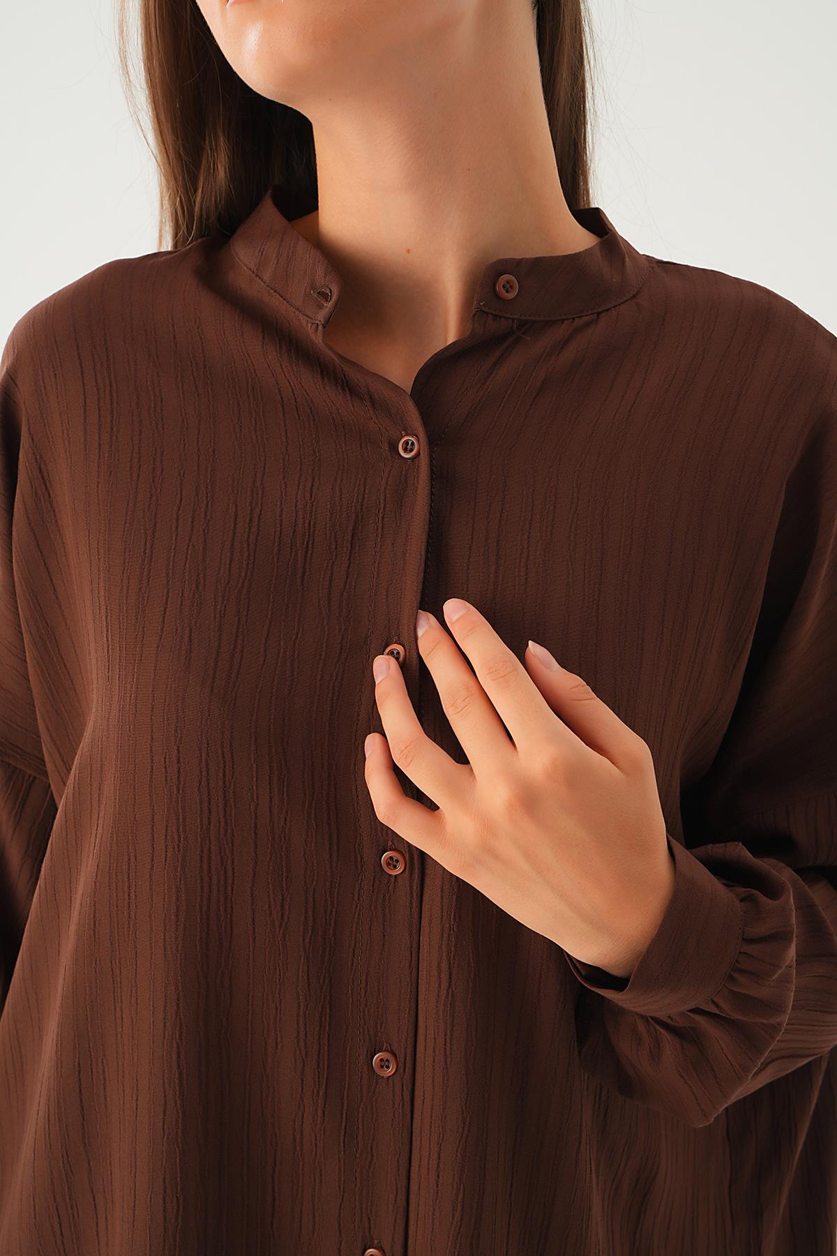 Kahve Hakim Yaka Tunik 4172A - 6