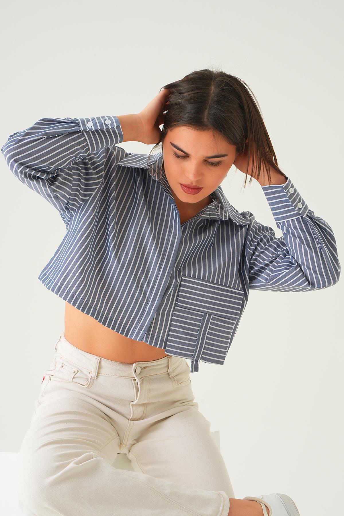 4182A Cepli Crop Gömlek Laci - 2