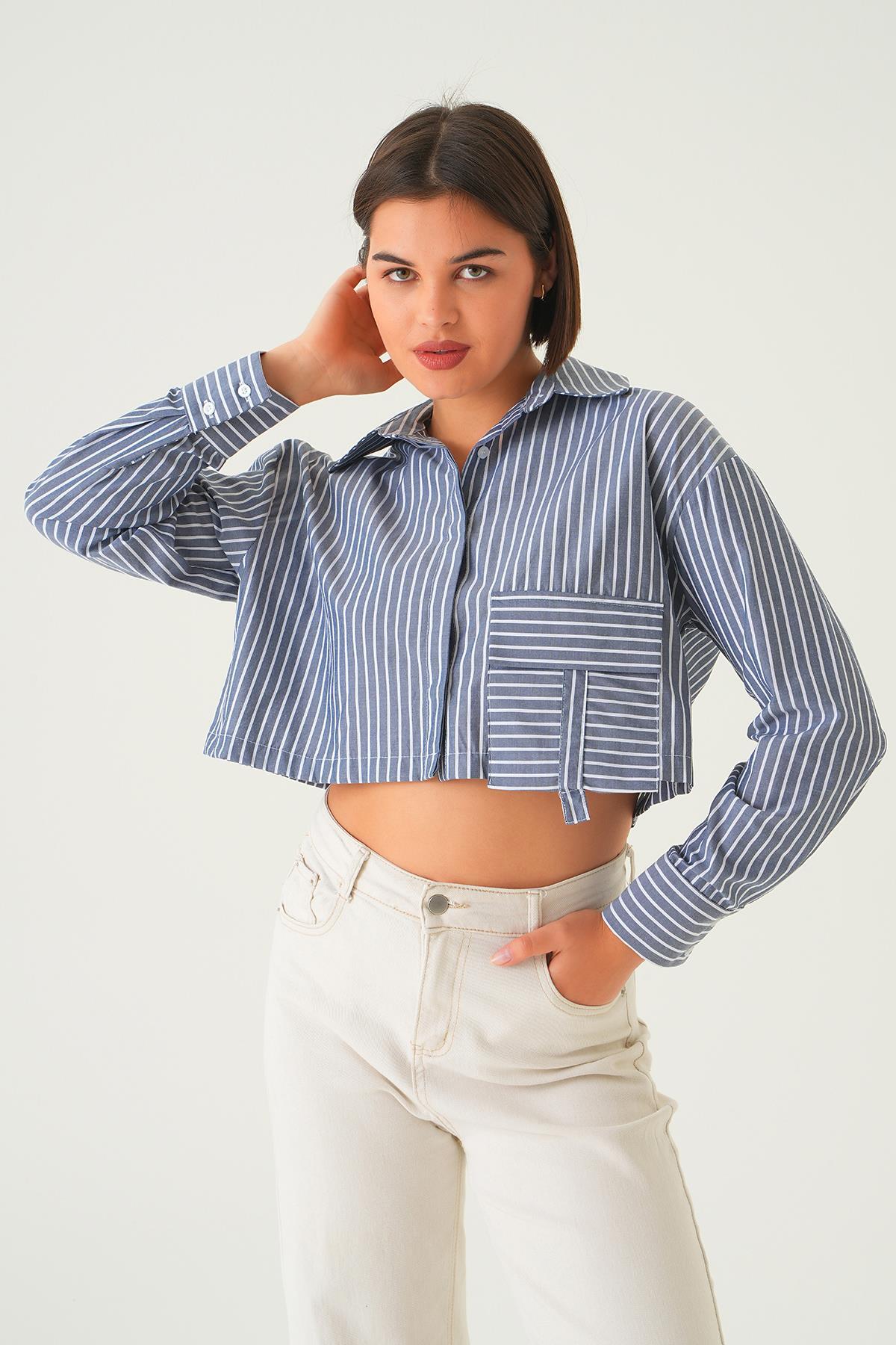 4182A Cepli Crop Gömlek Laci - 5