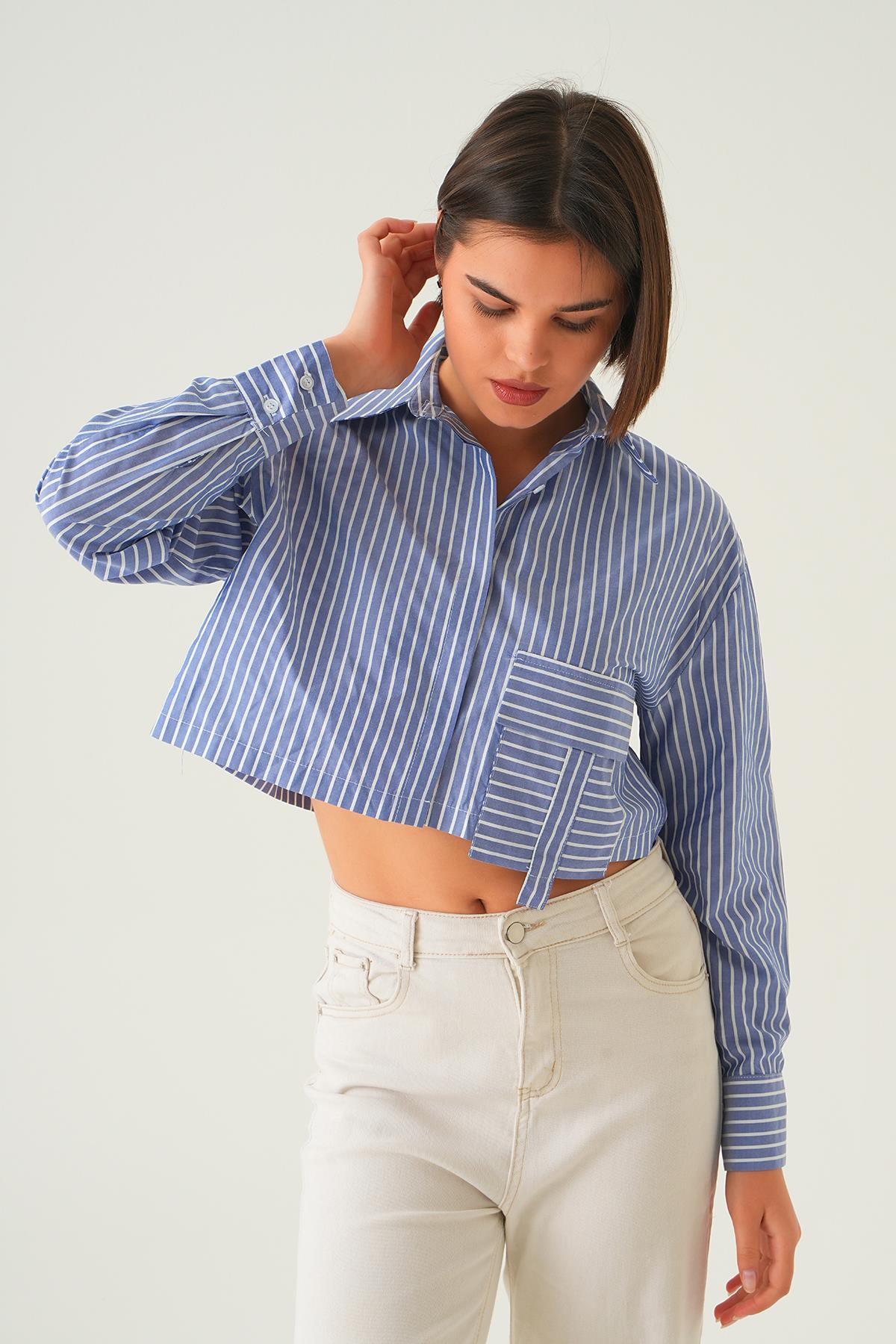 Saks Cepli Crop Gömlek 4182A - 4