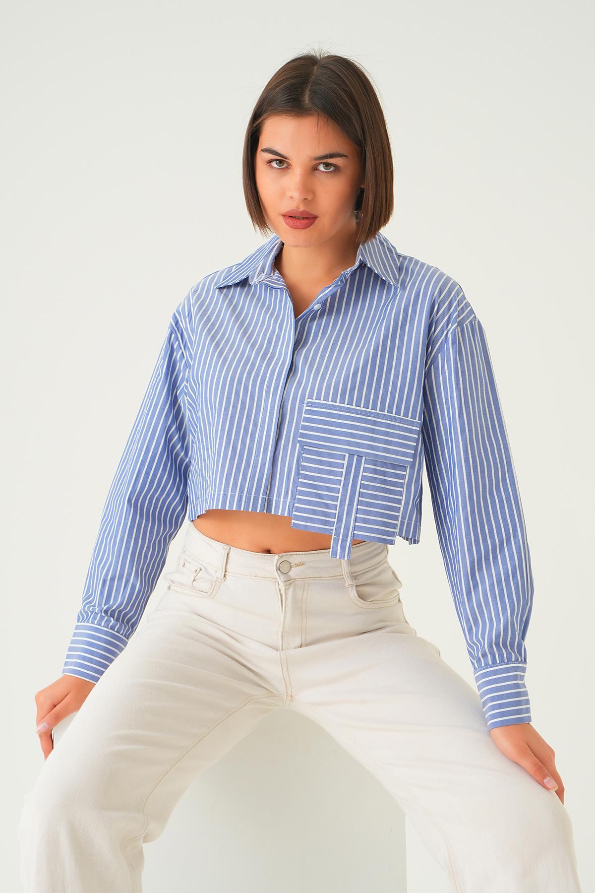 Saks Cepli Crop Gömlek 4182A - 6