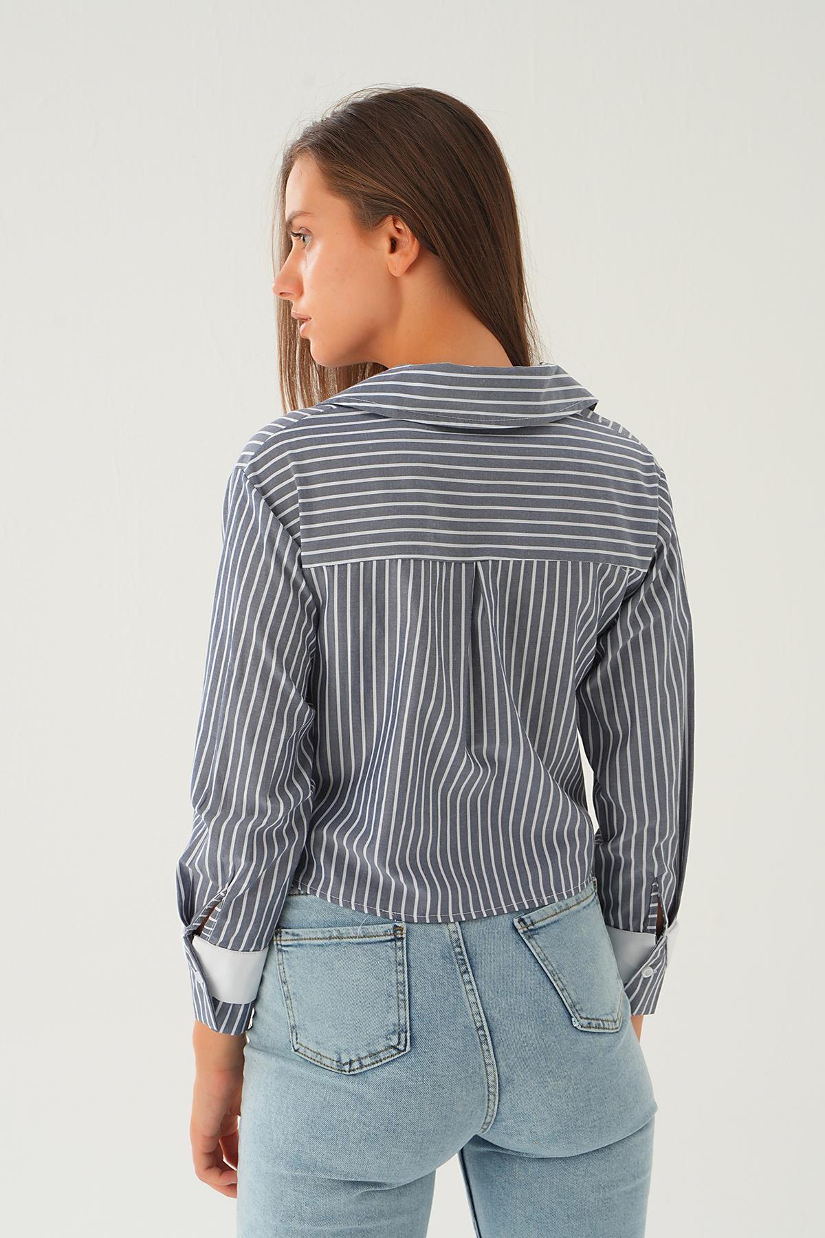 Laci Kol Manşet Detay Crop Gömlek 4183A - 3