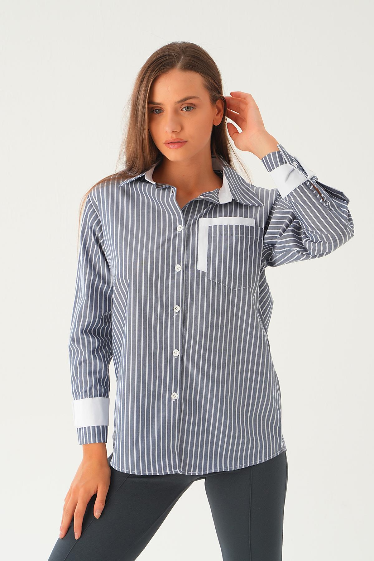 4184A Kol Manşet Detay Uzun Gömlek Laci 