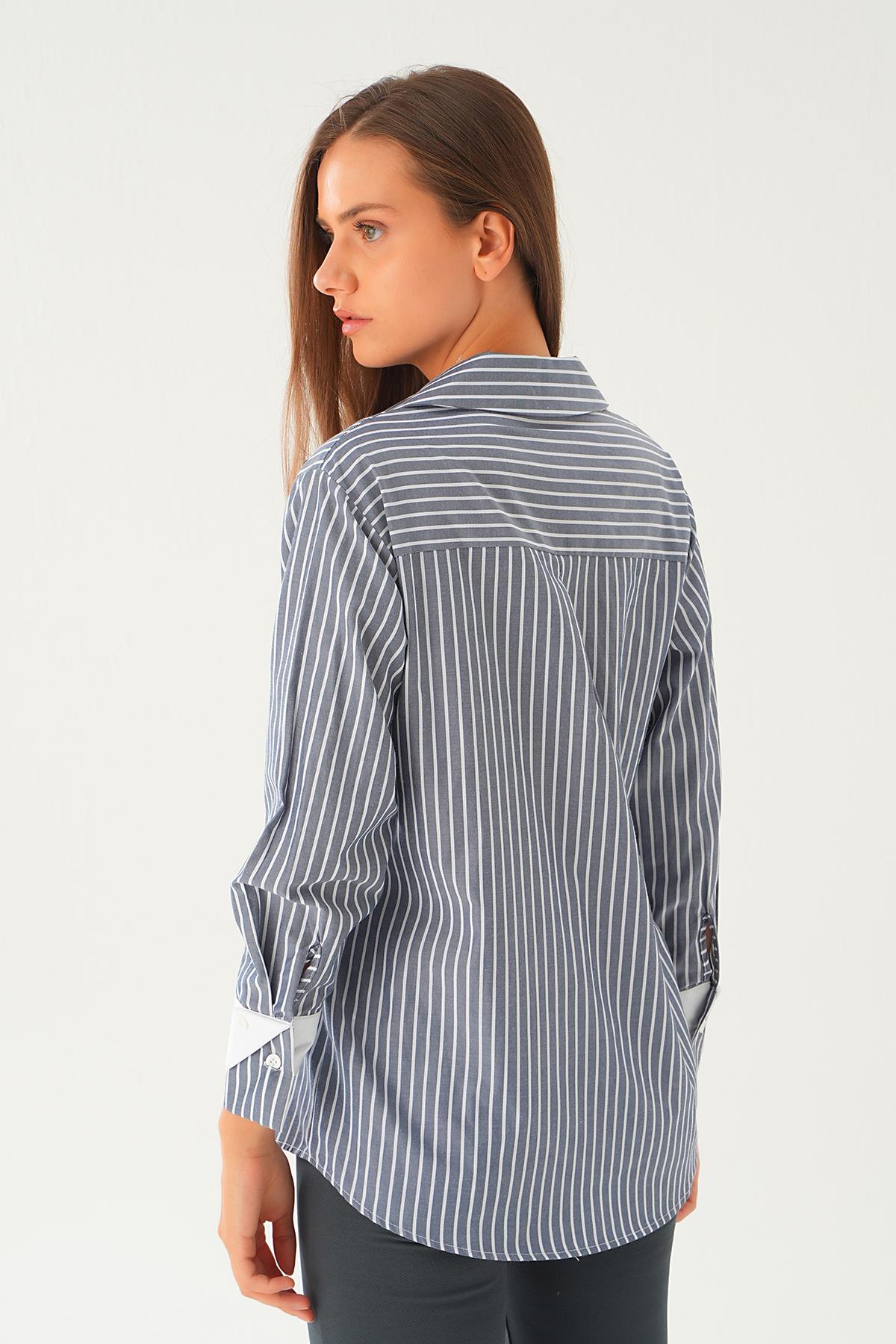 Laci Kol Manşet Detay Uzun Gömlek 4184A - 5