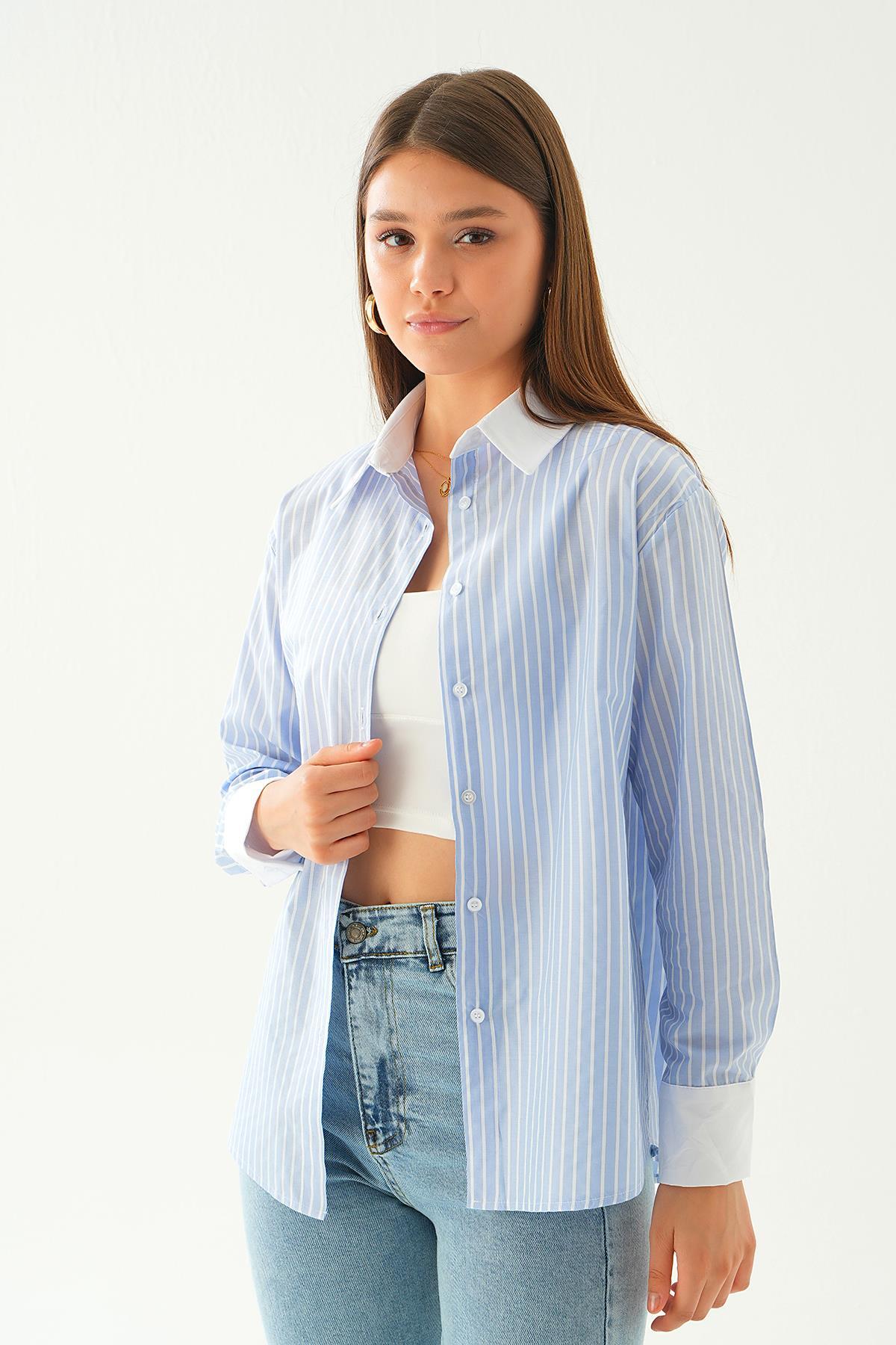 4185A Çizgili Gömlek Mavi - 2