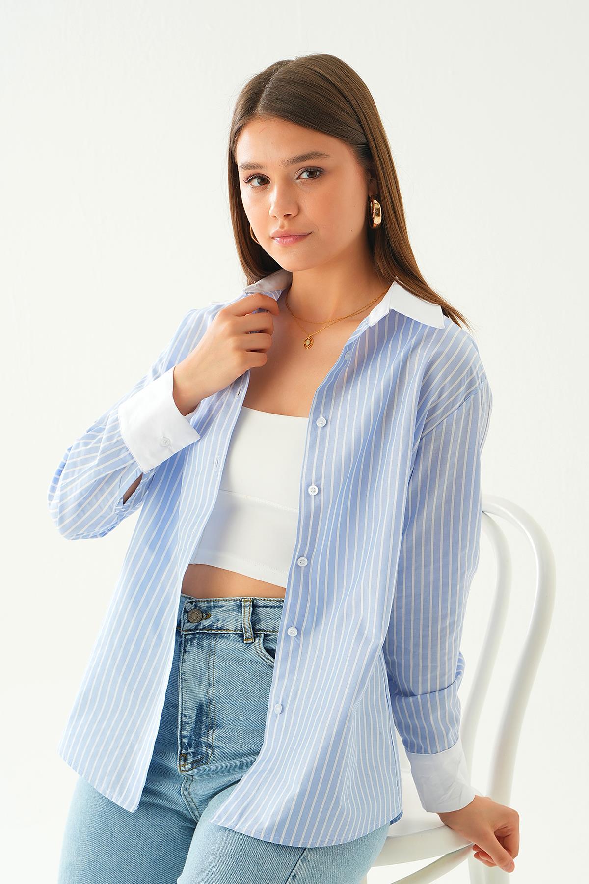 Mavi Çizgili Gömlek 4185A 
