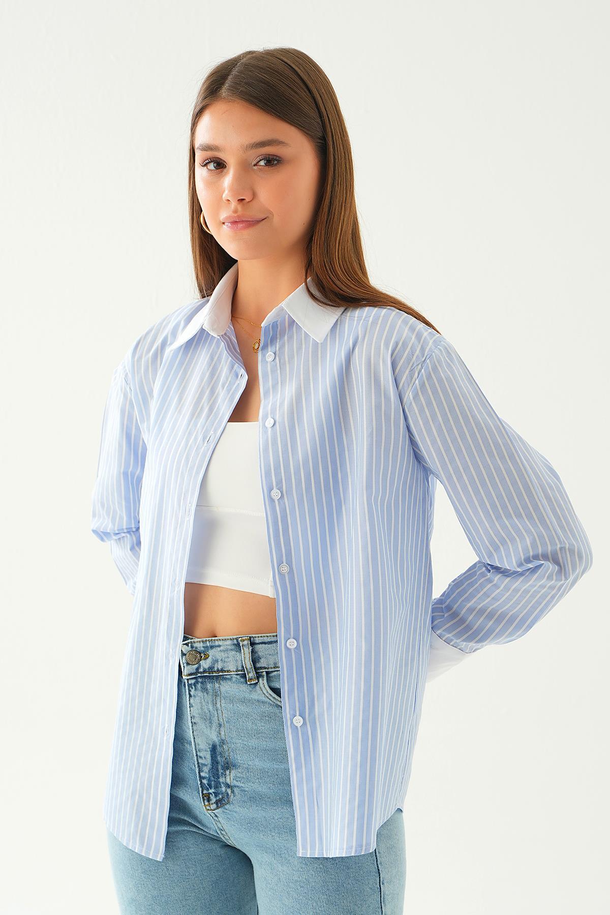 Mavi Çizgili Gömlek 4185A - 3