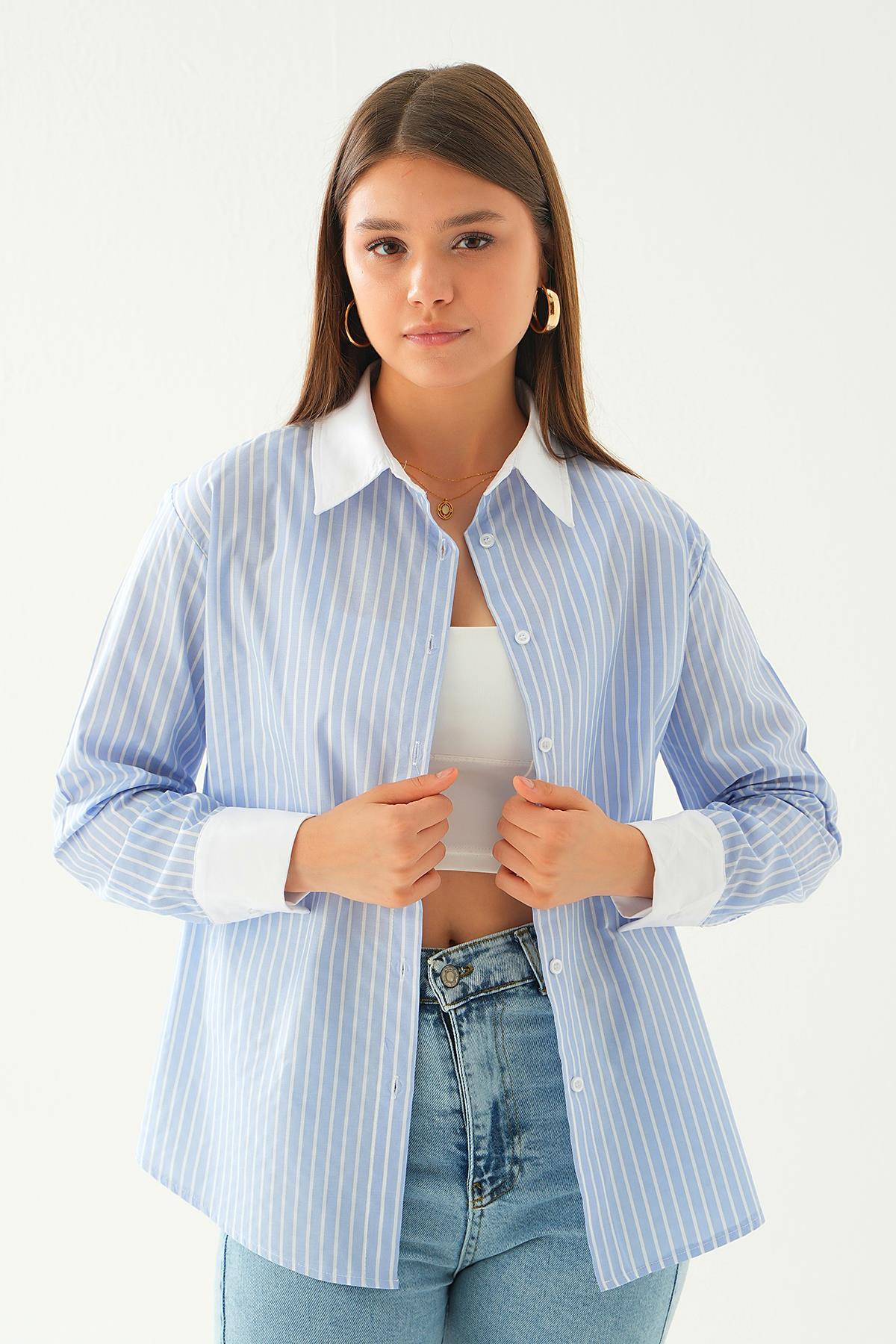 Mavi Çizgili Gömlek 4185A - 6