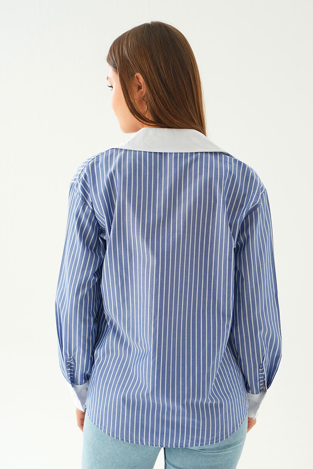 Saks Çizgili Gömlek 4185A - 2