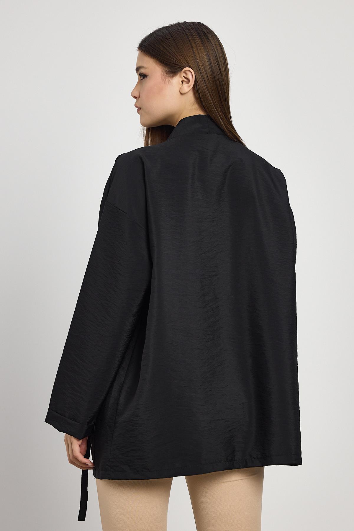 4194A Cep Detay Kimono Siyah - 5