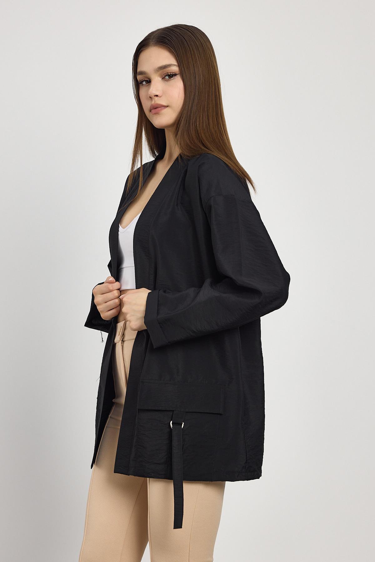 4194A Cep Detay Kimono Siyah - 8
