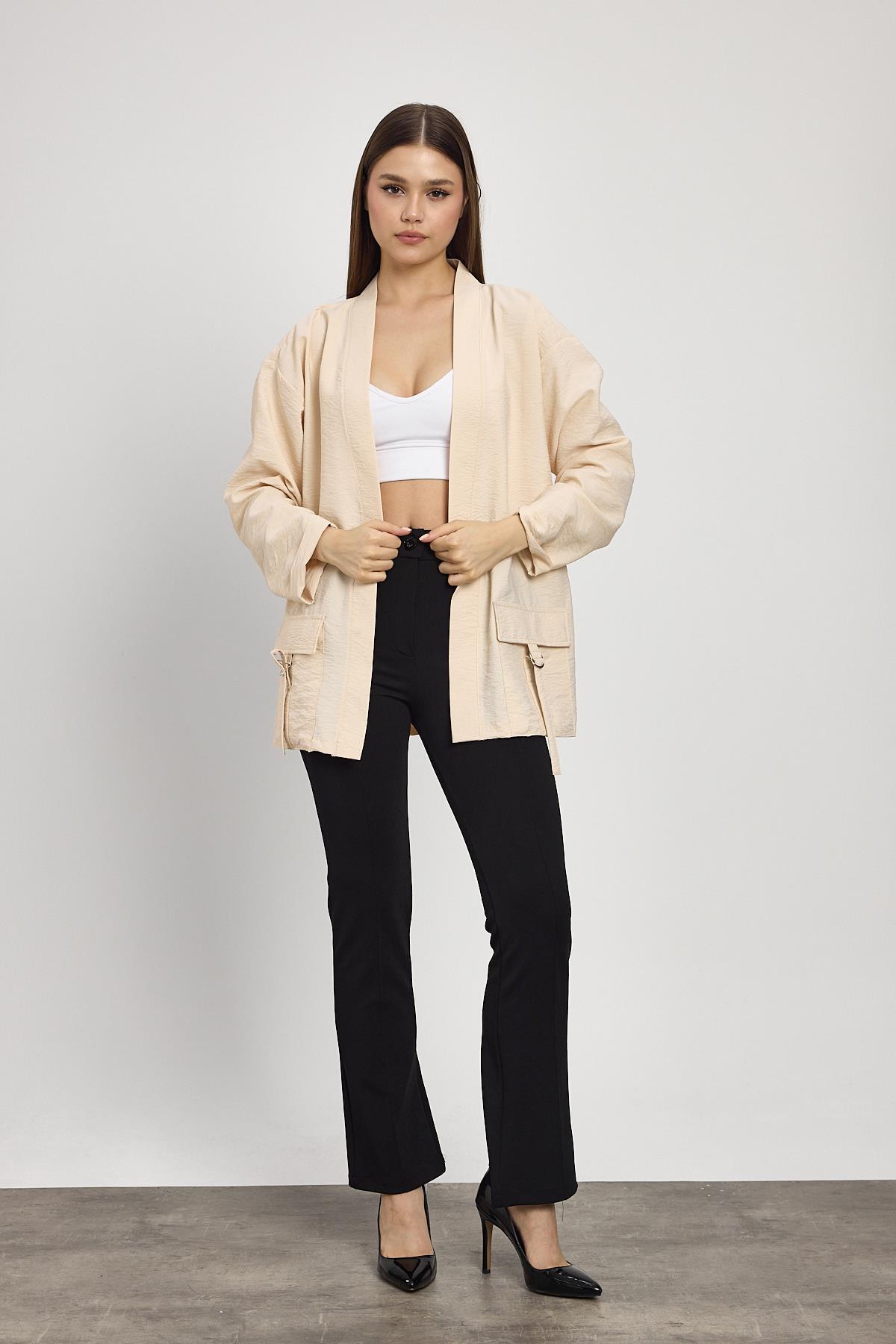 Taş Cep Detay Kimono 4194A - 8