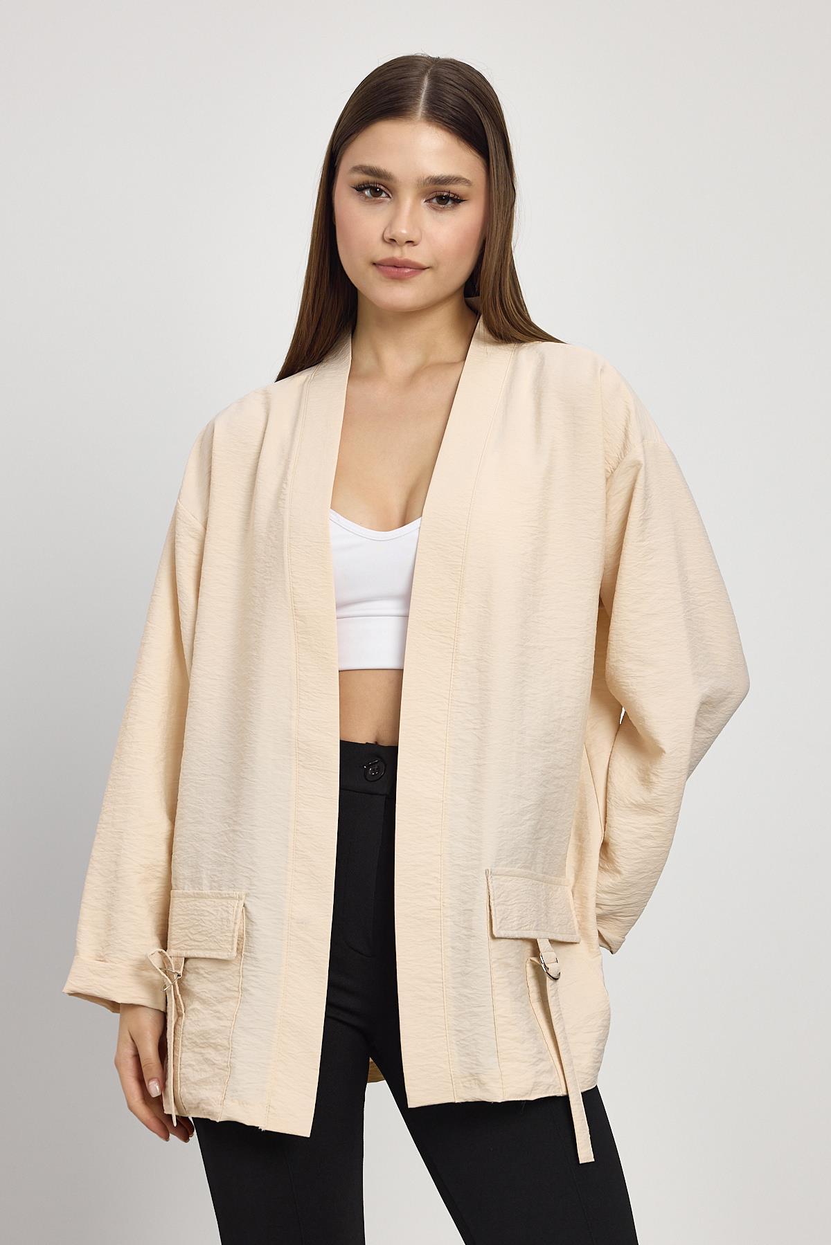 4194A Cep Detay Kimono Taş 