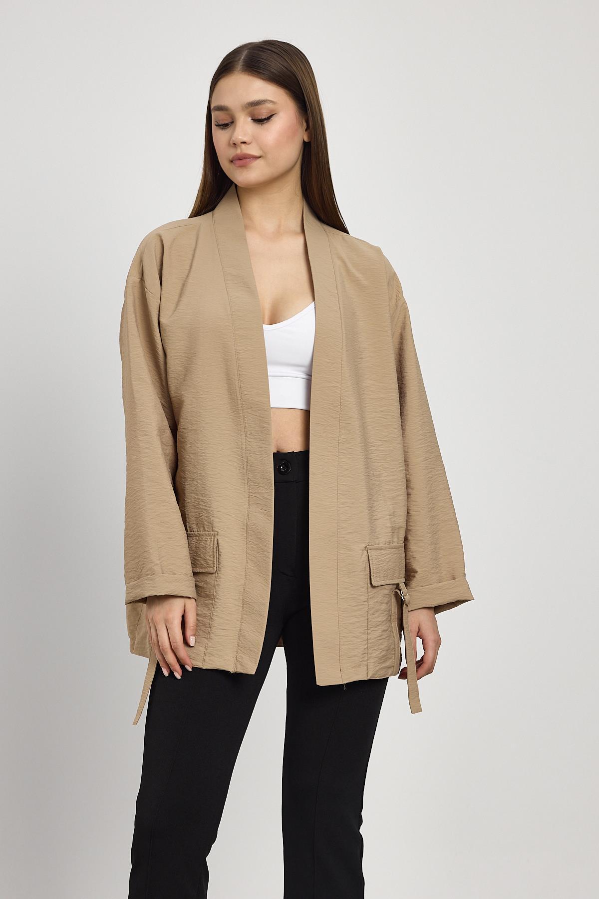 4194A Cep Detay Kimono Vizon - 2