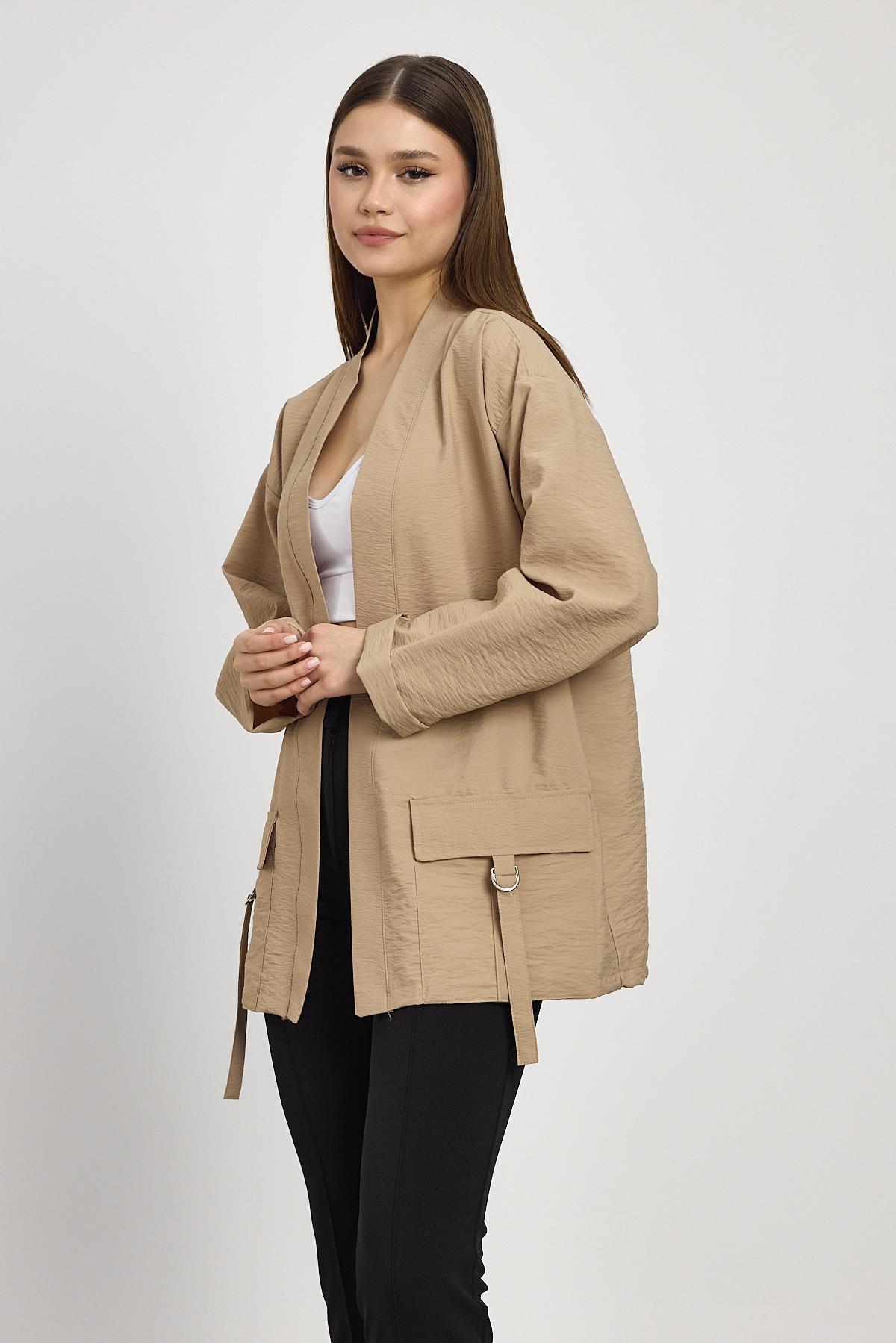 4194A Cep Detay Kimono Vizon - 3