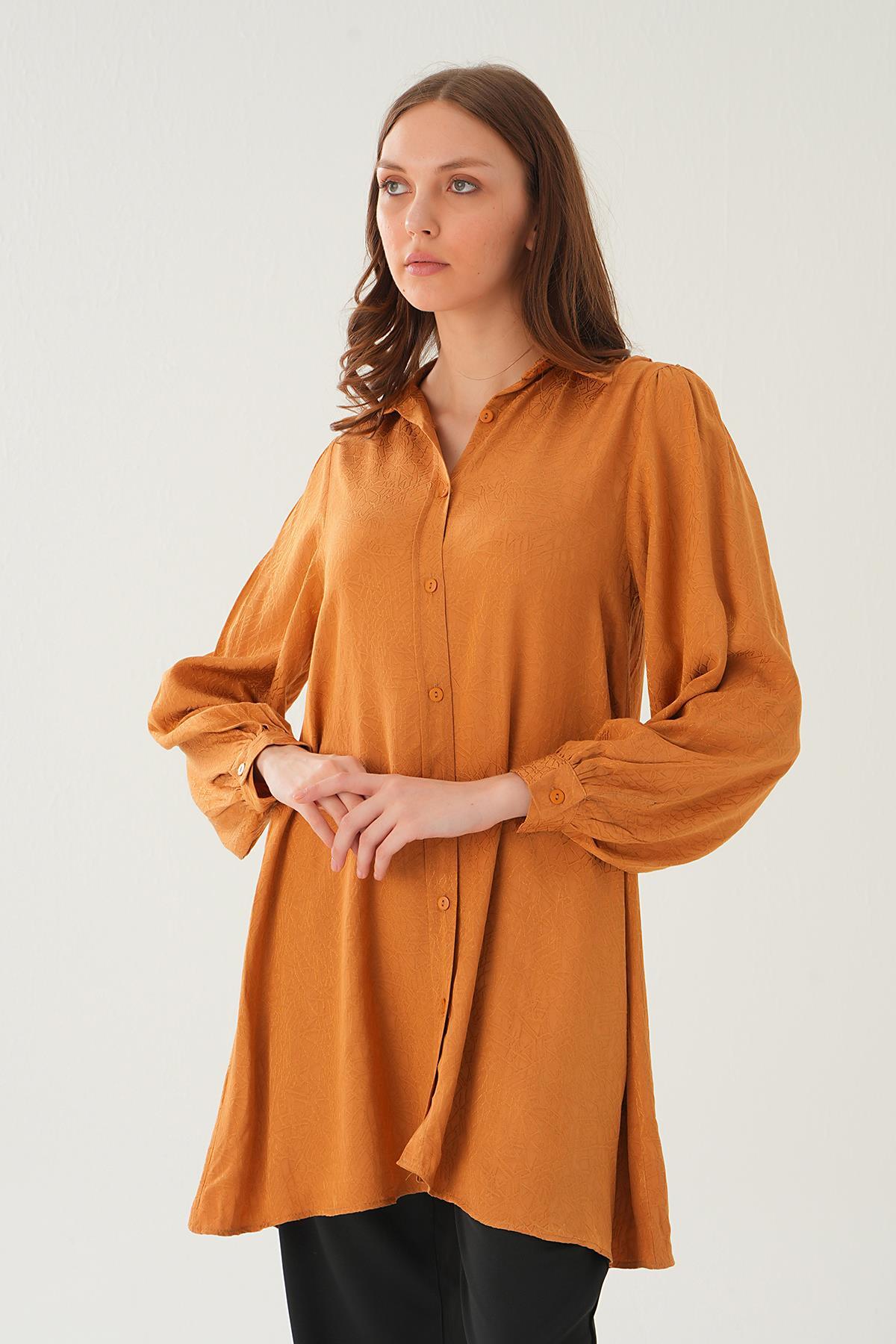 Camel Balon Kol Desenli Tunik 4208A - 2