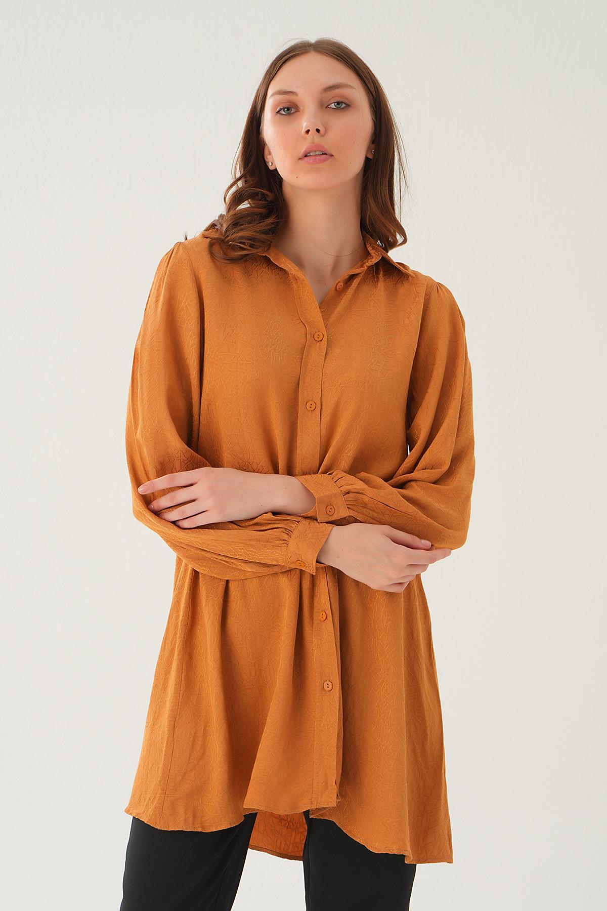 4208A Desenli Tunik Camel 