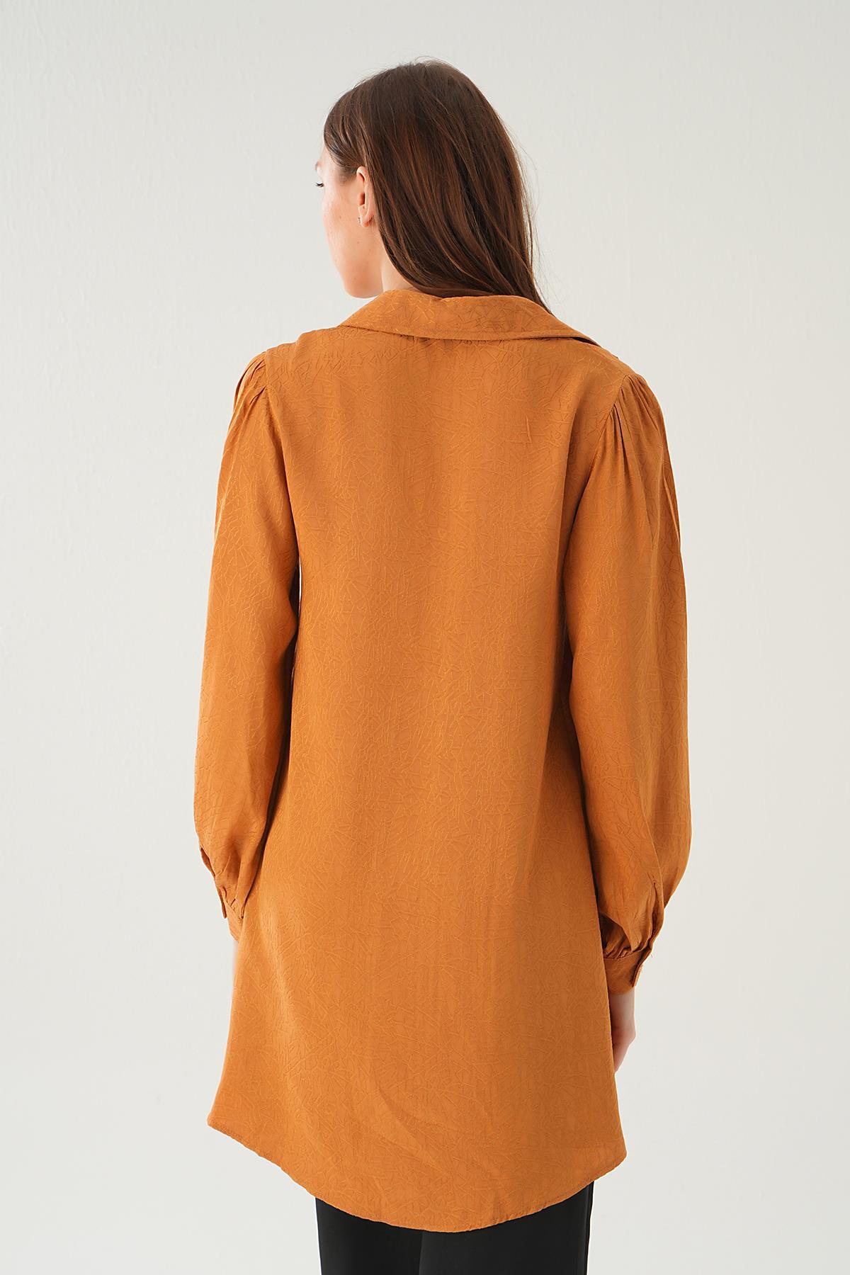 Camel Balon Kol Desenli Tunik 4208A - 4