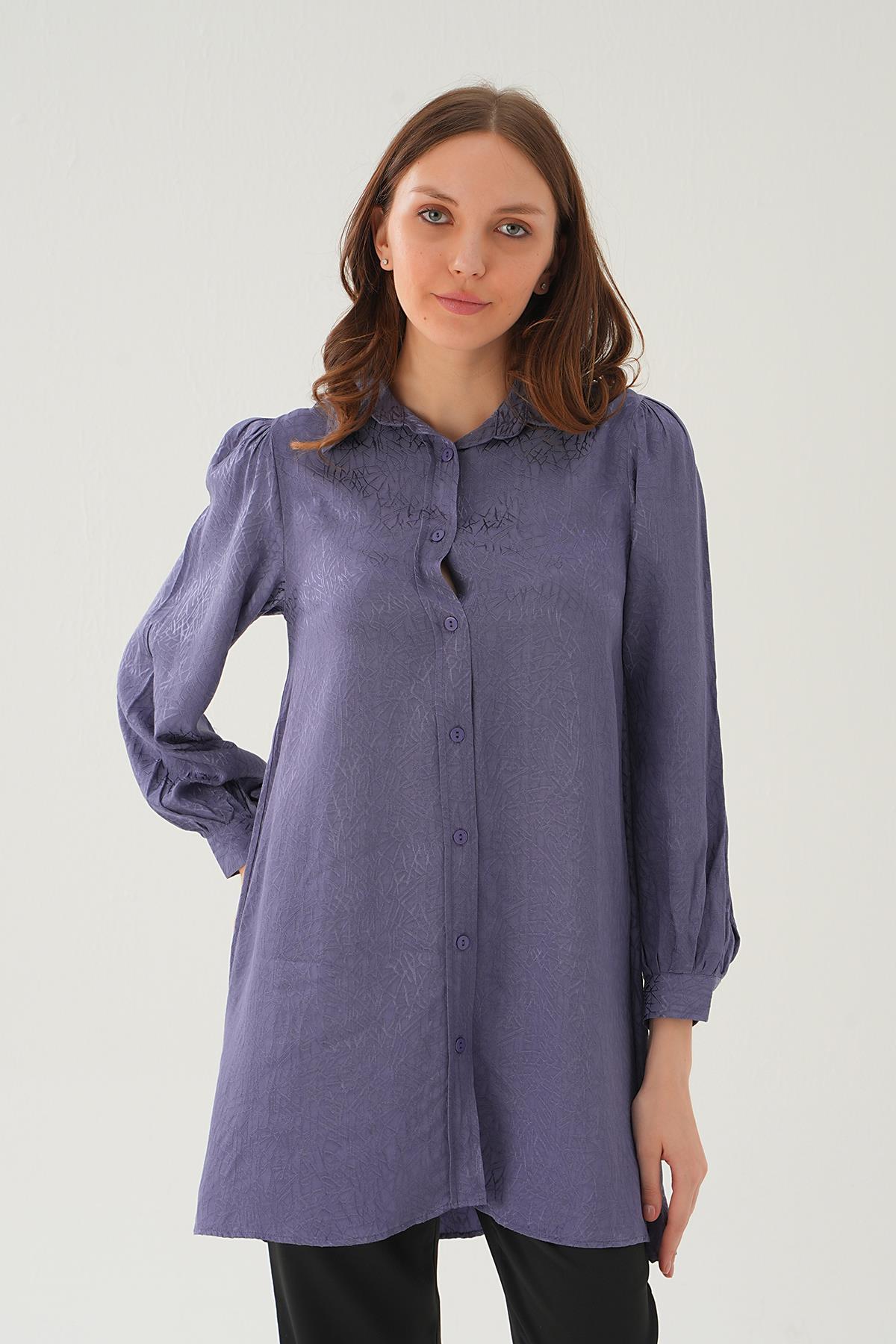 4208A Desenli Tunik Leylak 