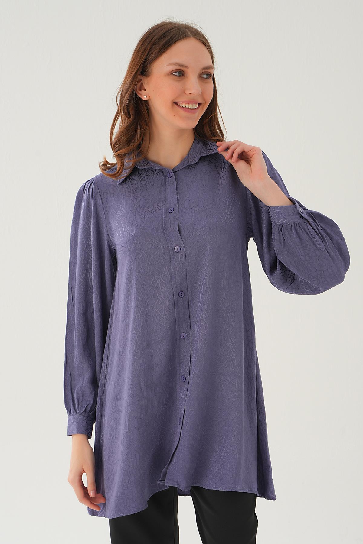 Leylak Balon Kol Desenli Tunik 4208A - 2