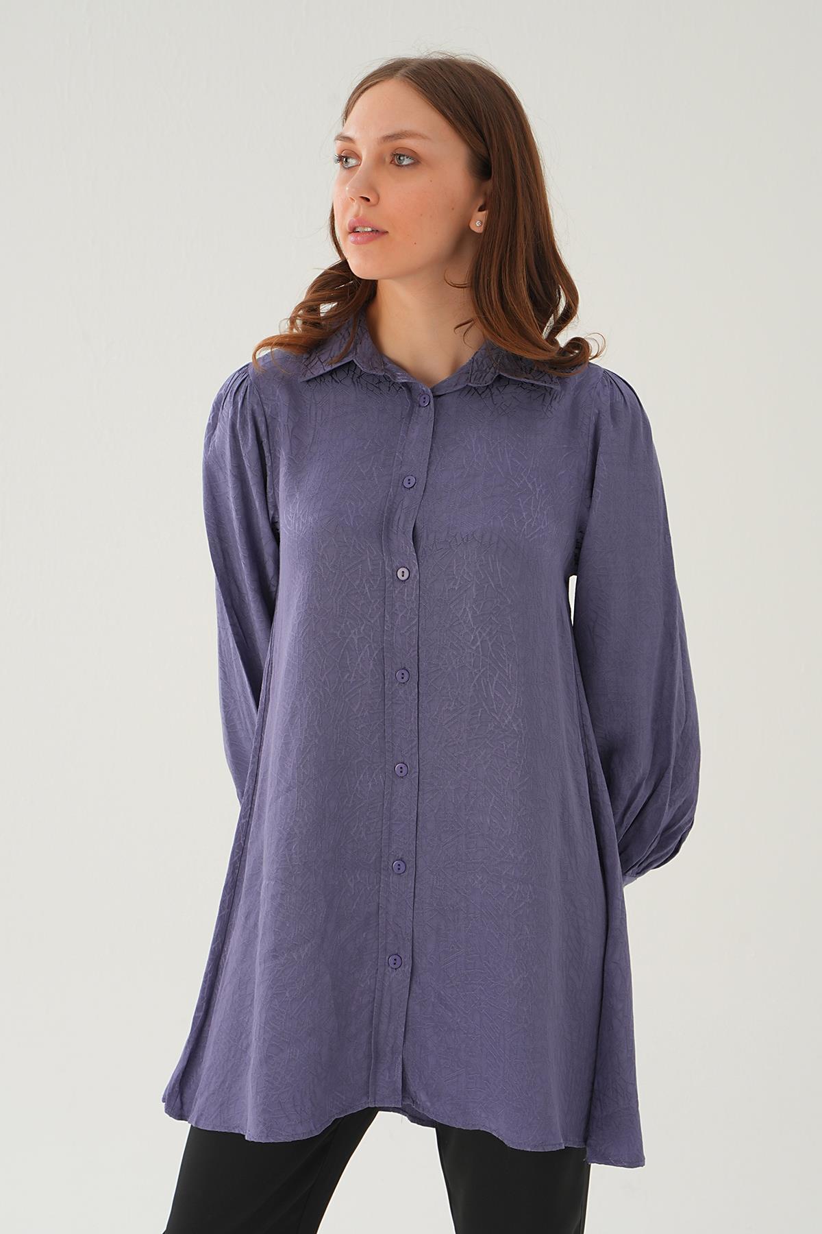 Leylak Balon Kol Desenli Tunik 4208A - 3