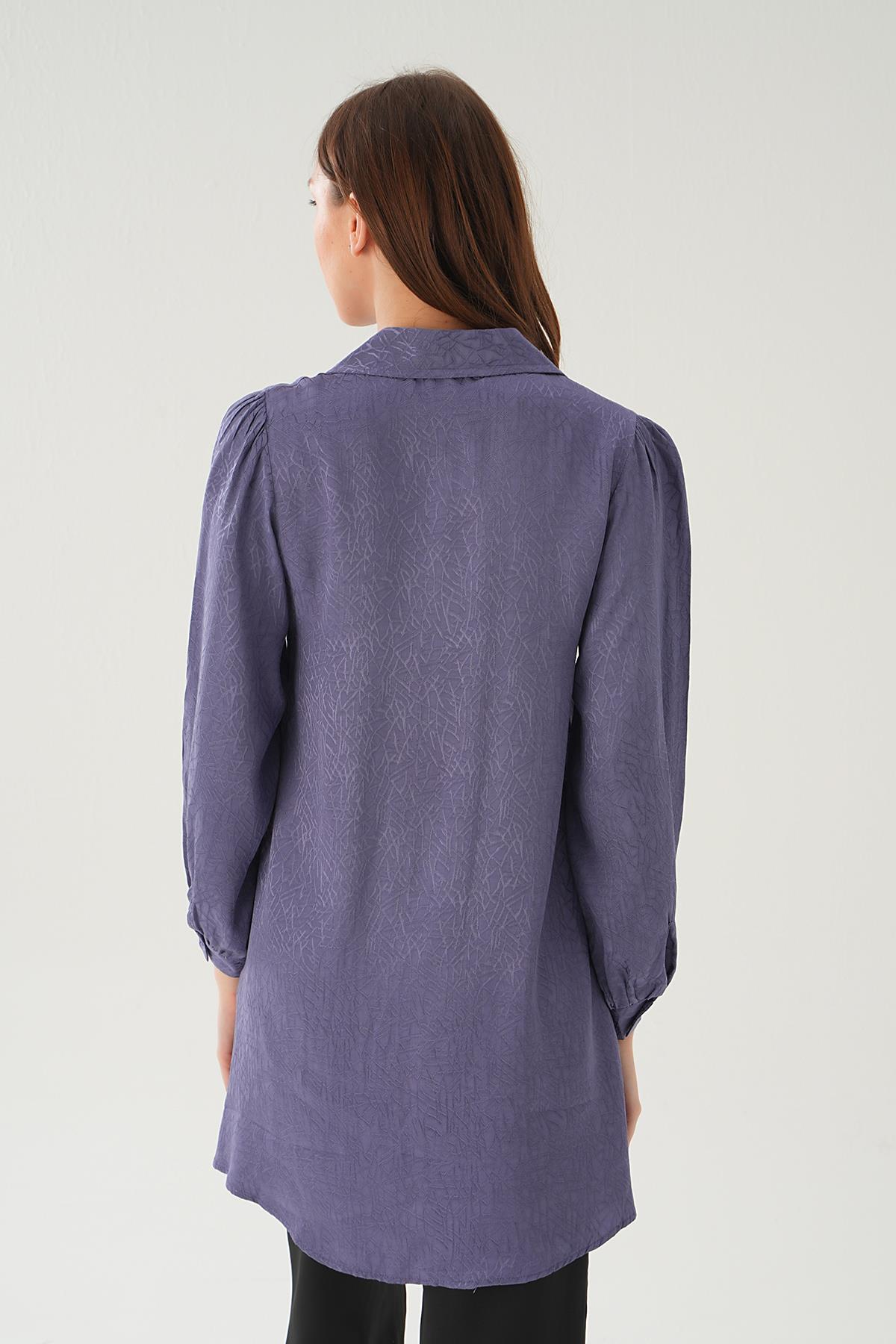 Leylak Balon Kol Desenli Tunik 4208A - 4