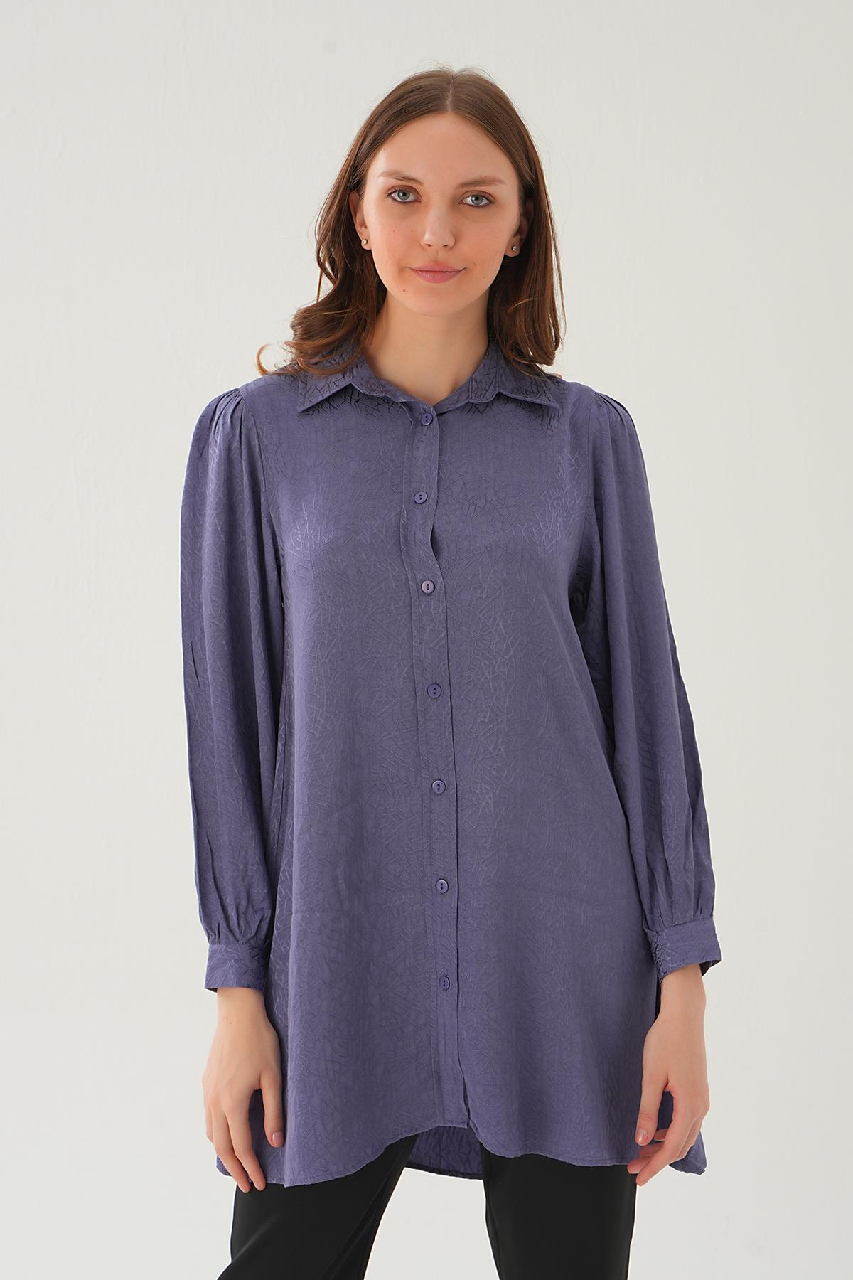 Leylak Balon Kol Desenli Tunik 4208A - 6