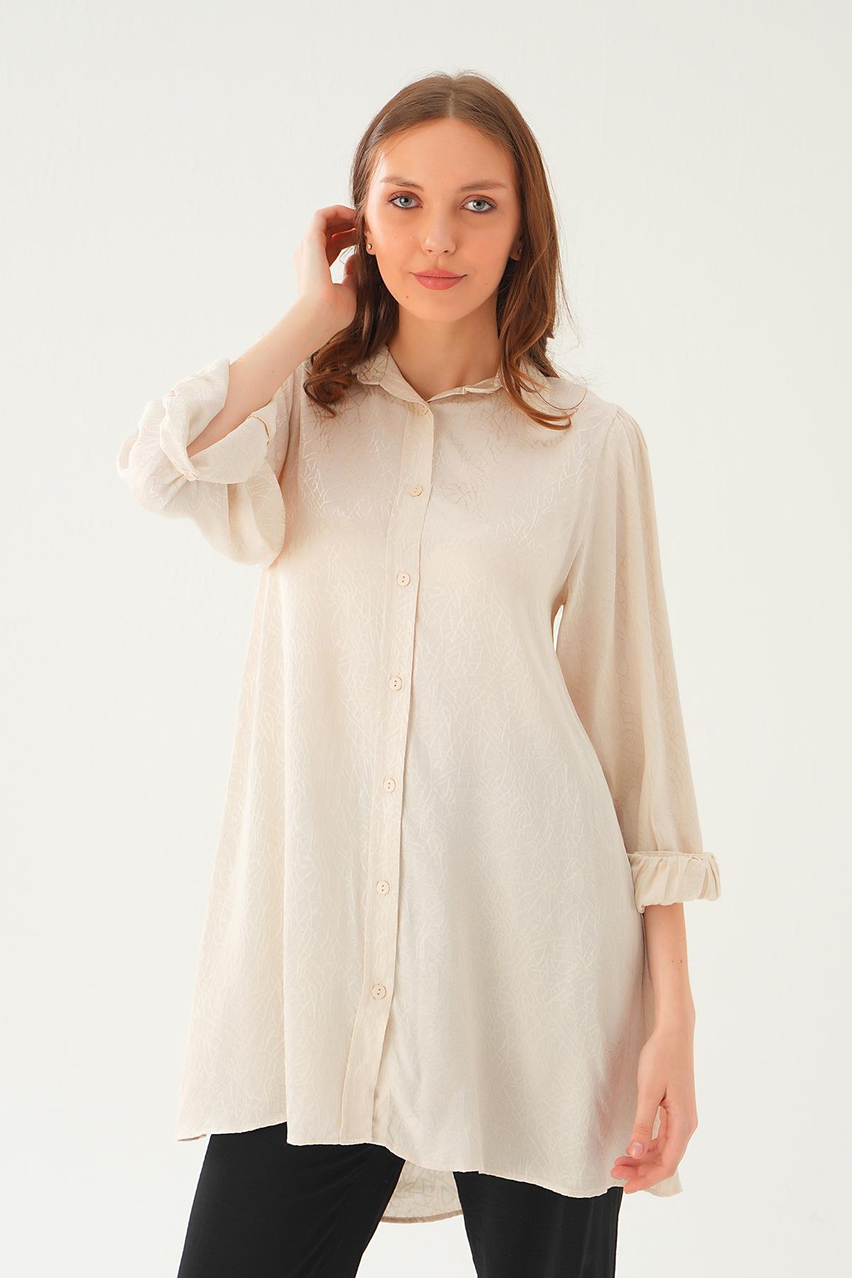 Taş Balon Kol Desenli Tunik 4208A - 1