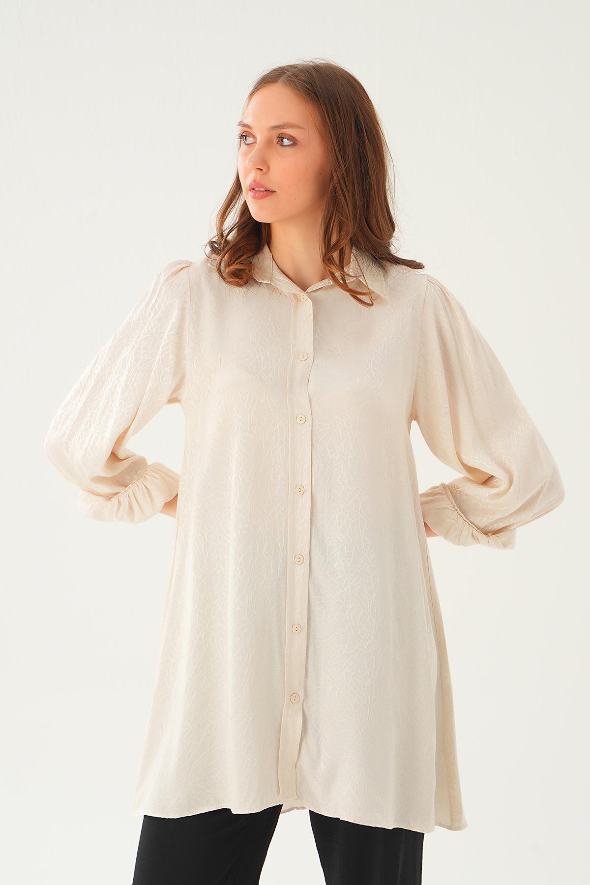 Taş Balon Kol Desenli Tunik 4208A - 3