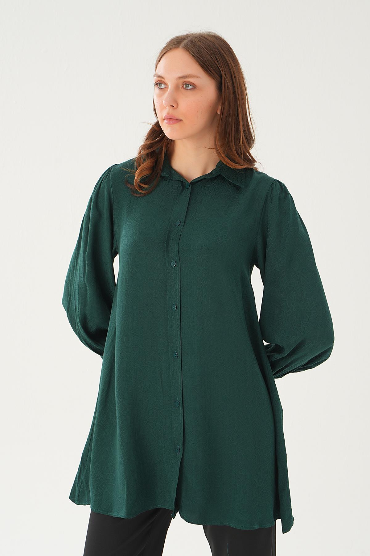 Zümrüt Balon Kol Desenli Tunik 4208A - 3