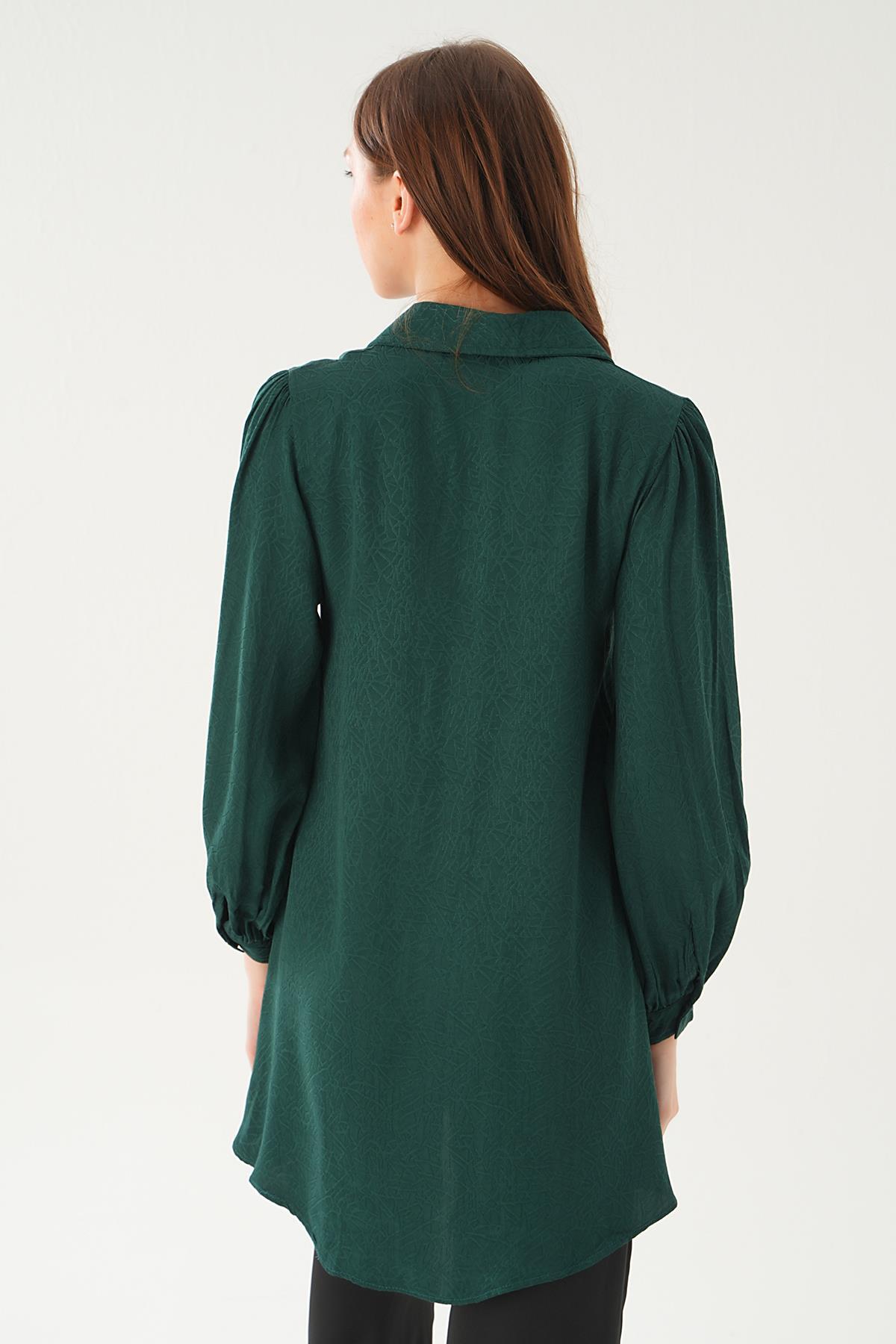 Zümrüt Balon Kol Desenli Tunik 4208A - 5