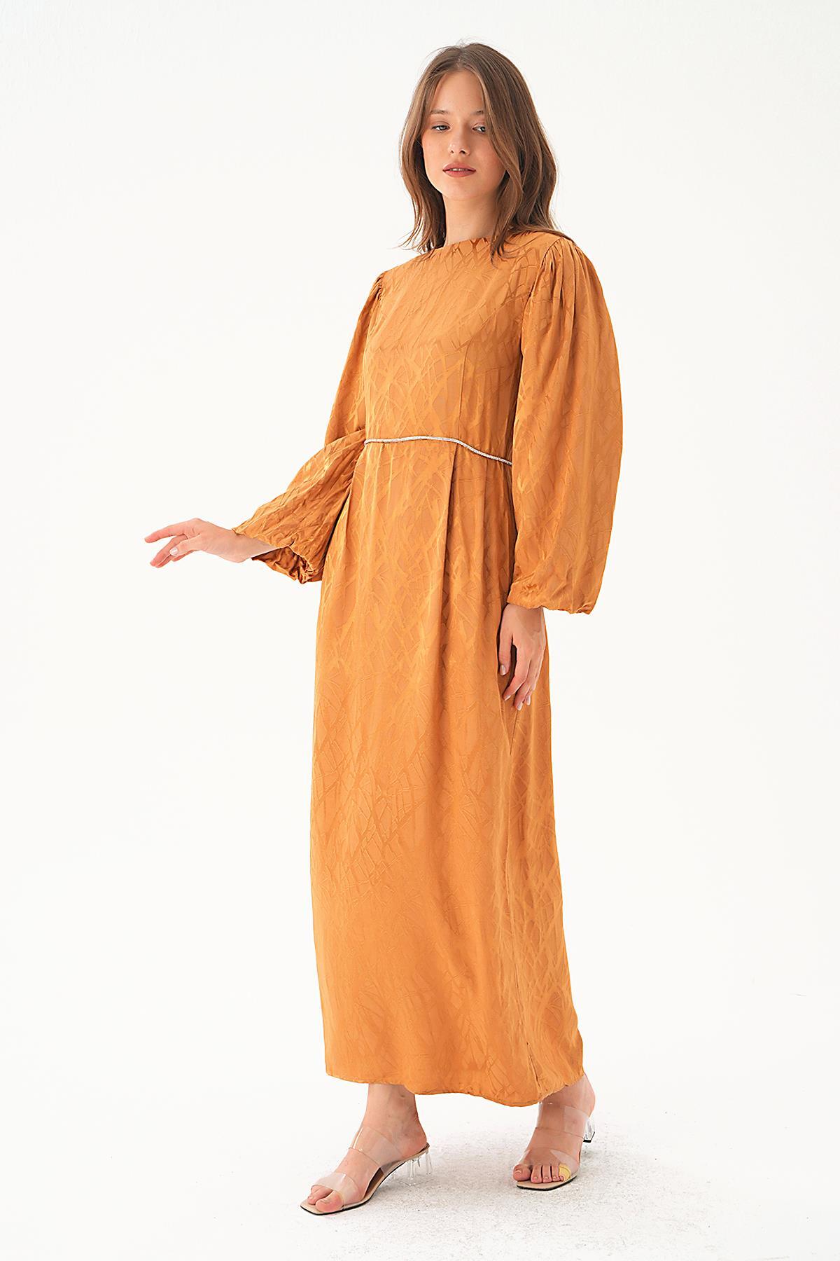 Camel Balon Kol Elbise 4209A - RAYS