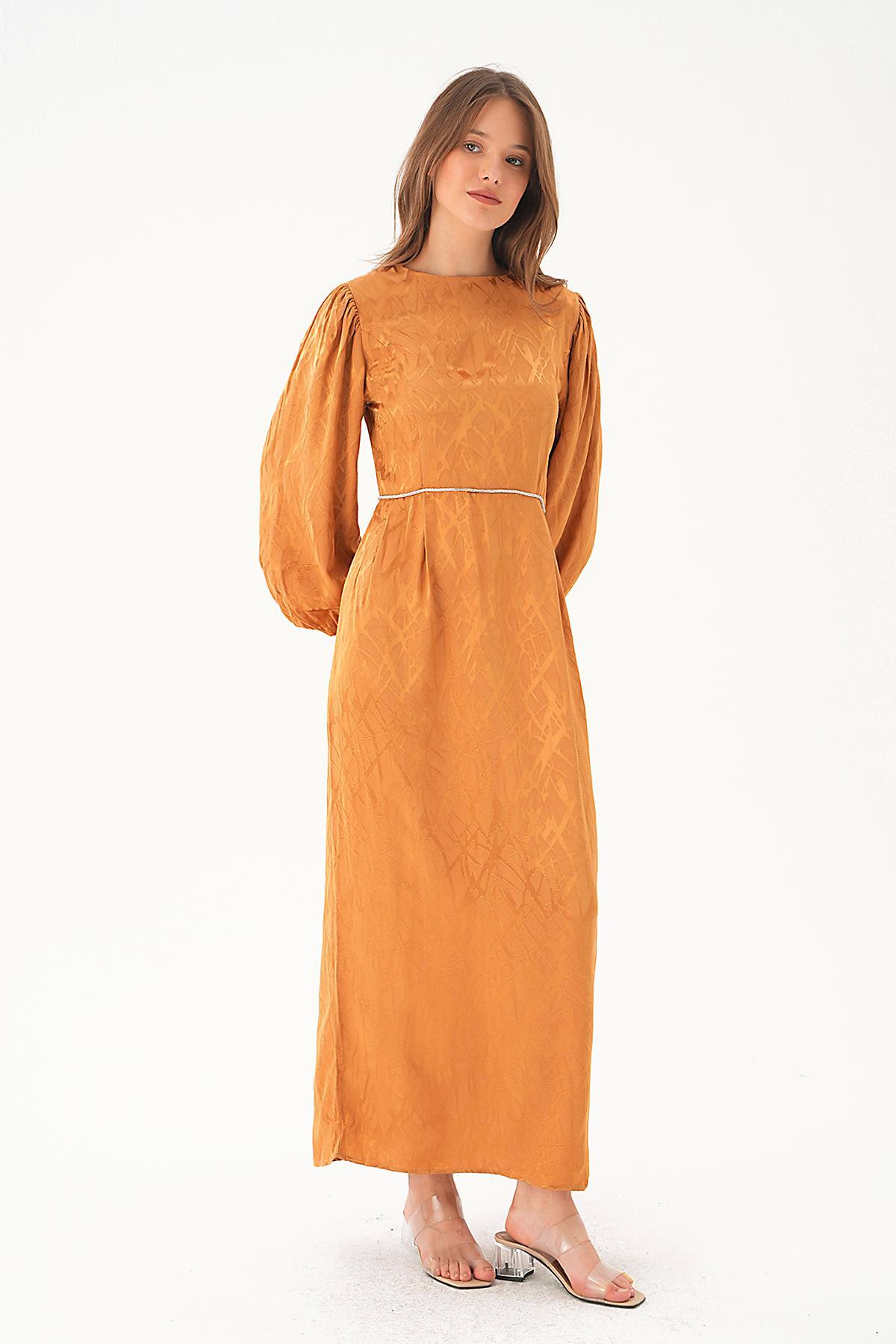 Balon Kol Elbise 4209A Camel - 2