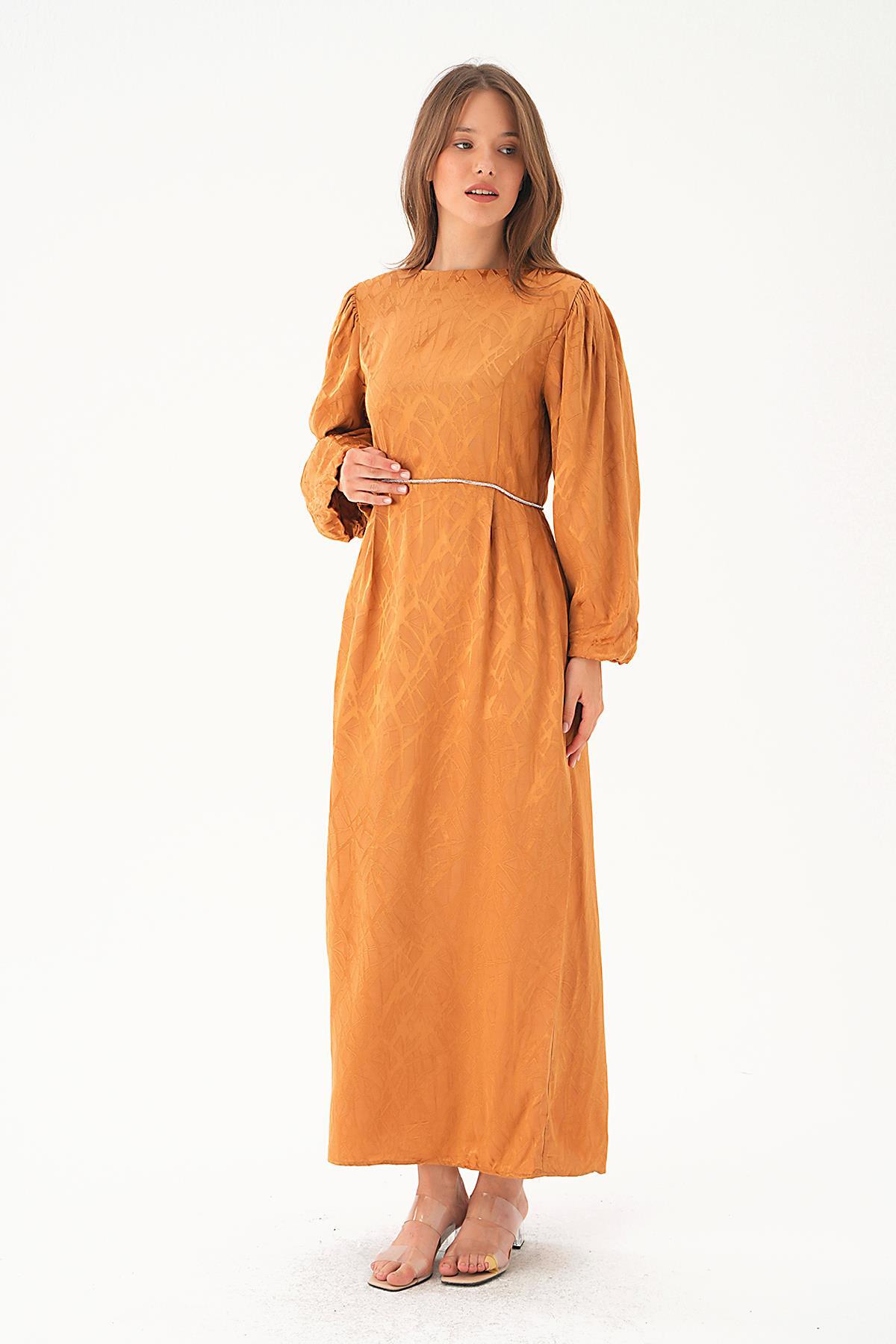 Balon Kol Elbise 4209A Camel - 3