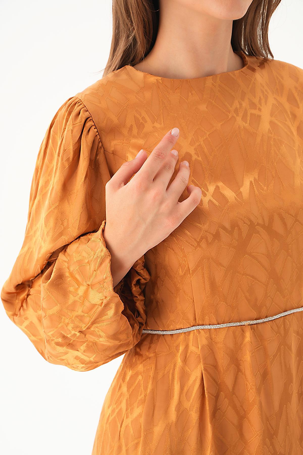 Balon Kol Elbise 4209A Camel - 6