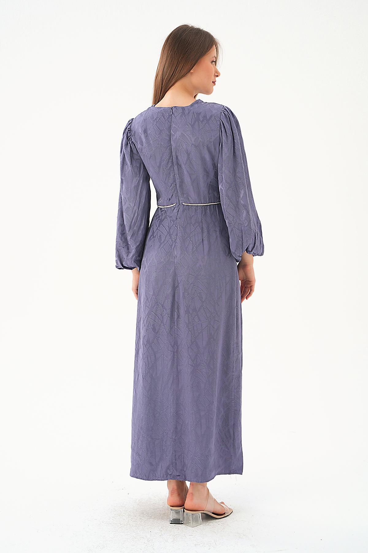 Leylak Balon Kol Elbise 4209A - 2