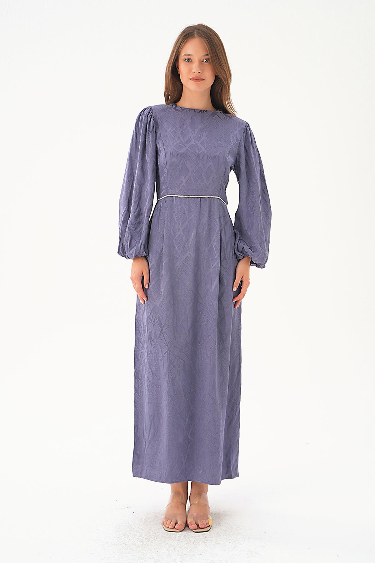 Leylak Balon Kol Elbise 4209A - 4