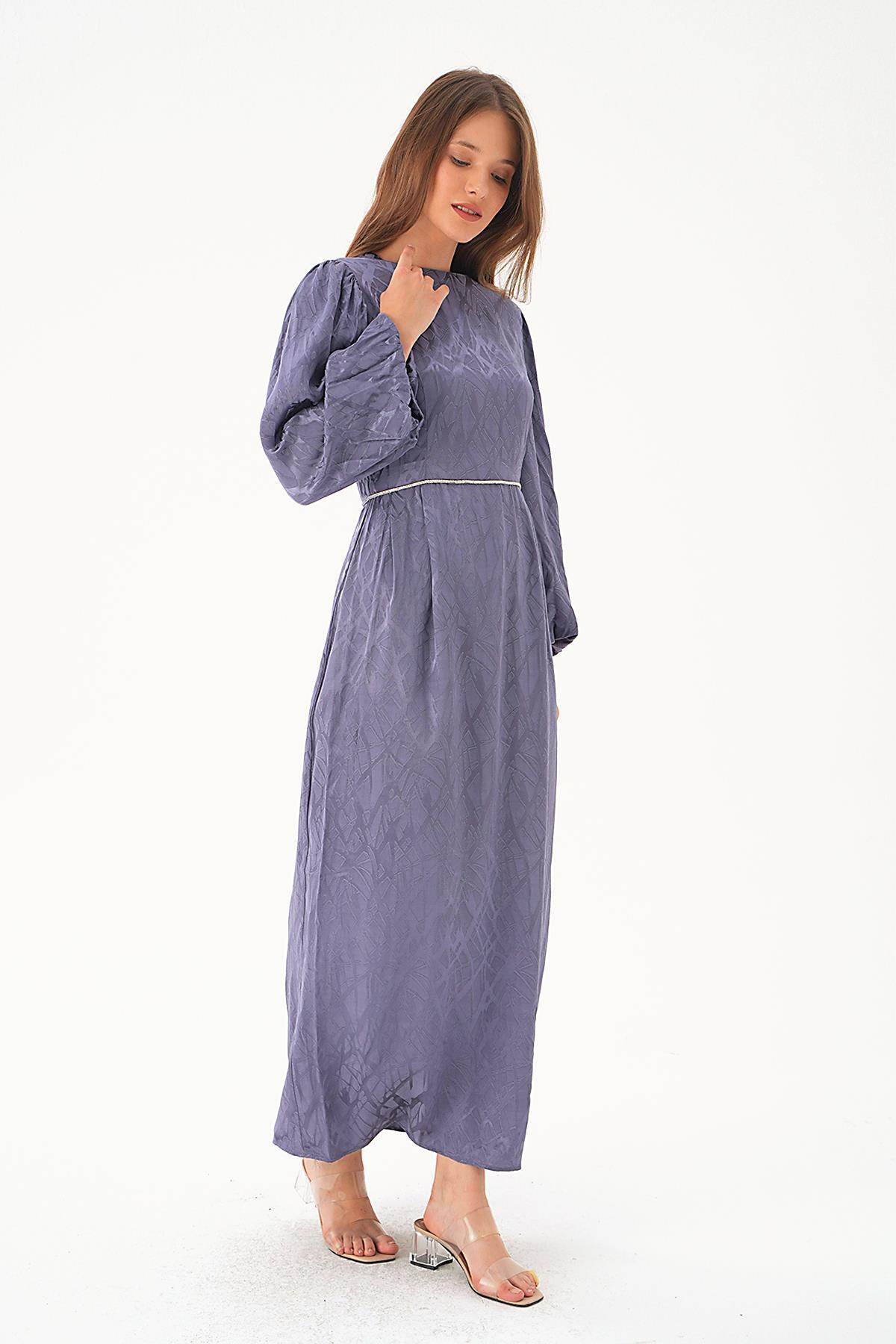 Leylak Balon Kol Elbise 4209A - 5