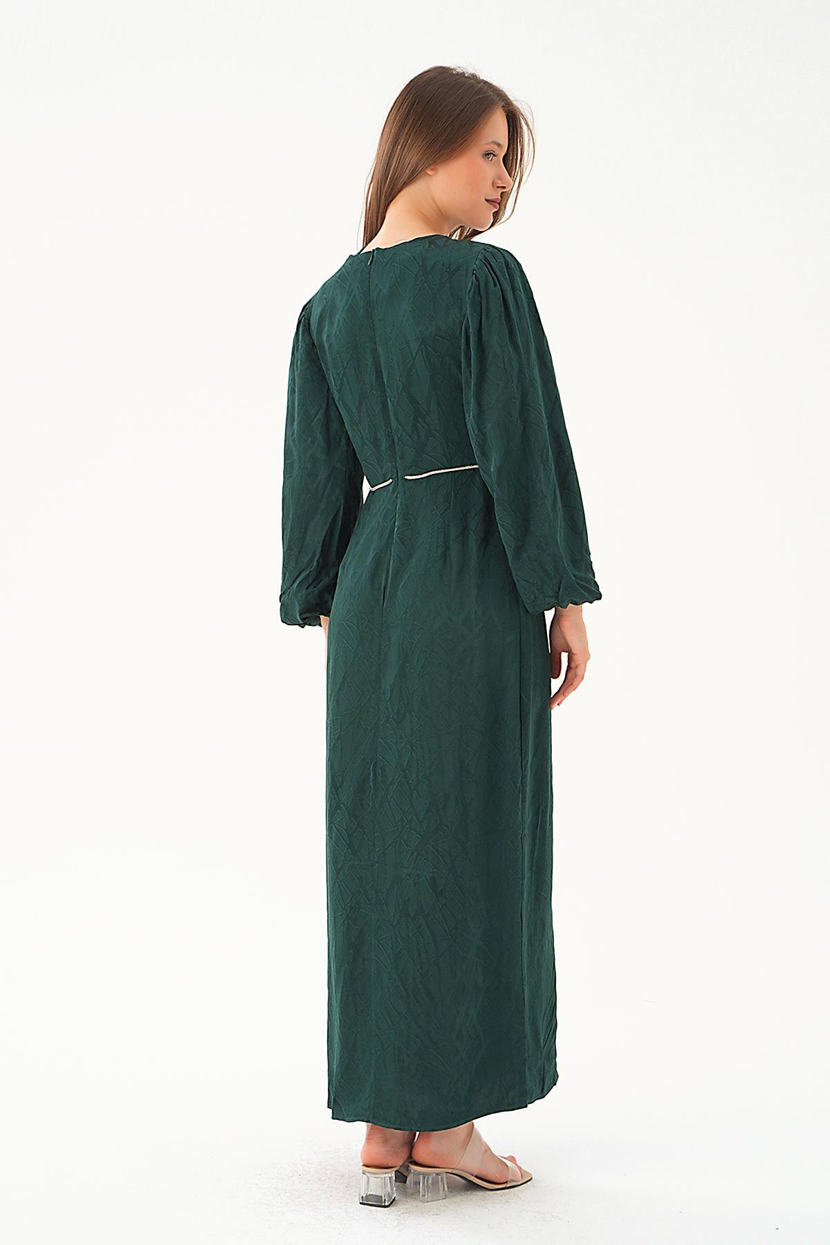 Zümrüt Balon Kol Elbise 4209A - 5