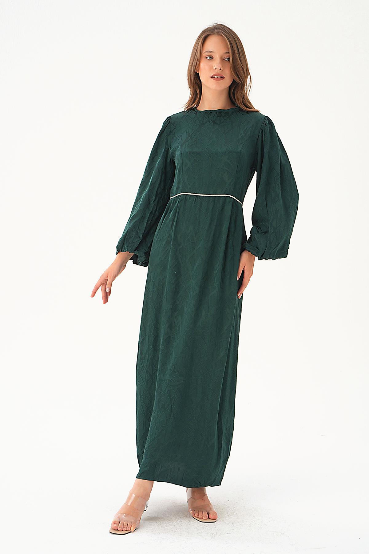 Zümrüt Balon Kol Elbise 4209A - 3