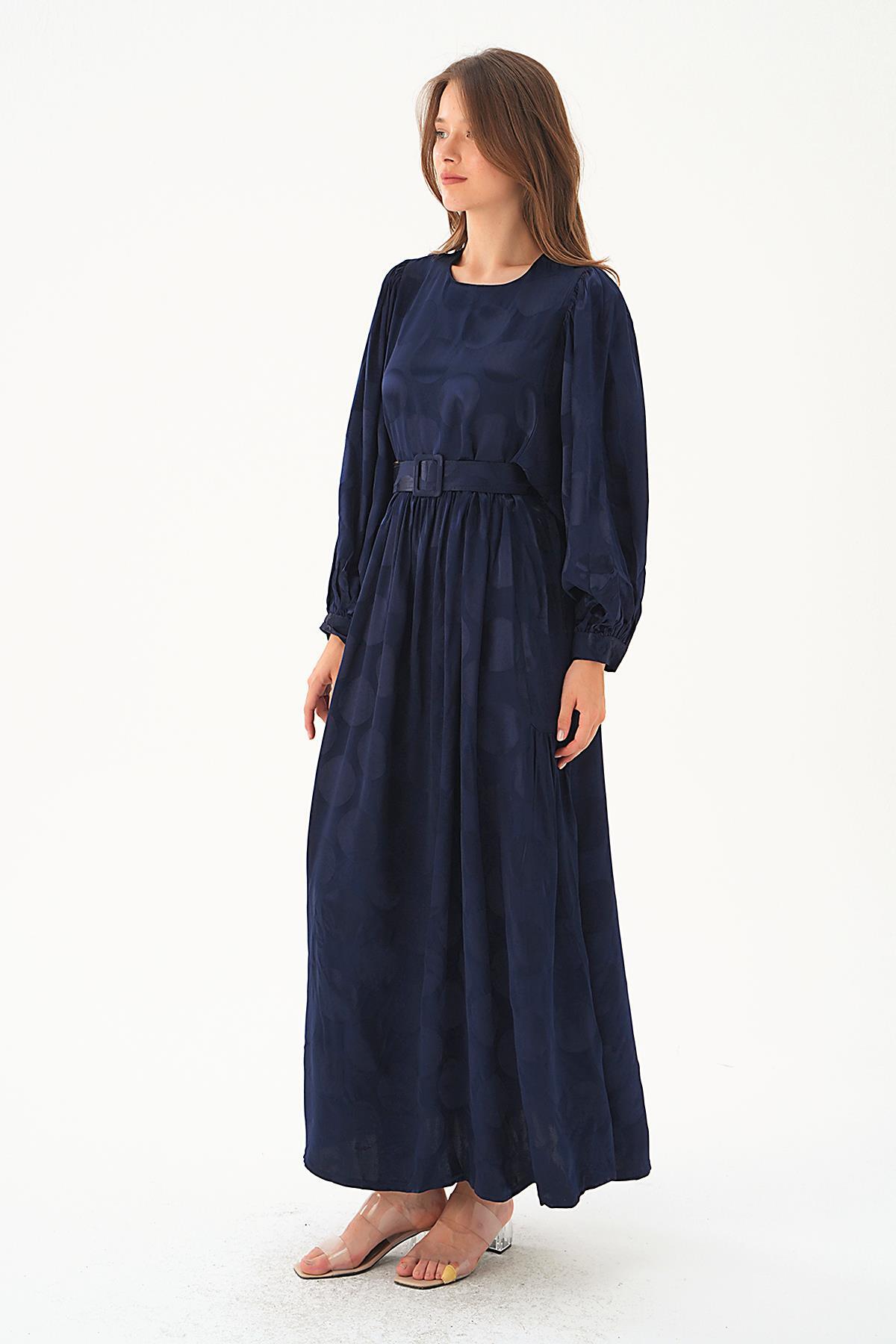 Laci Puantiye Desen Kemerli Elbise 4215A - 3