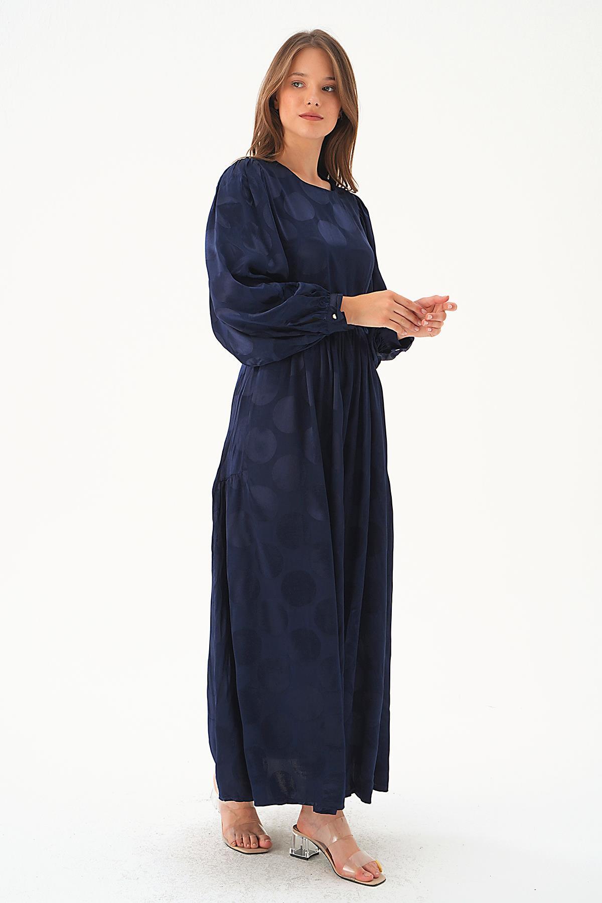 Laci Puantiye Desen Kemerli Elbise 4215A - 4