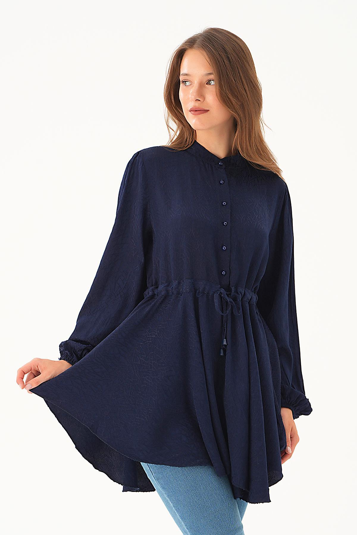 Laci Bağlama Detay Desenli Tunik 4218A - 3