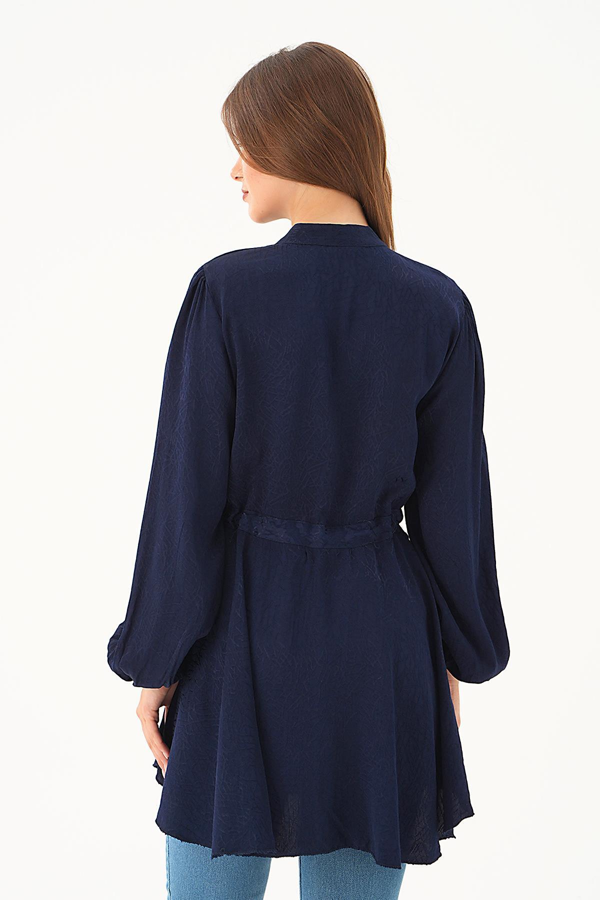 Laci Bağlama Detay Desenli Tunik 4218A - 5