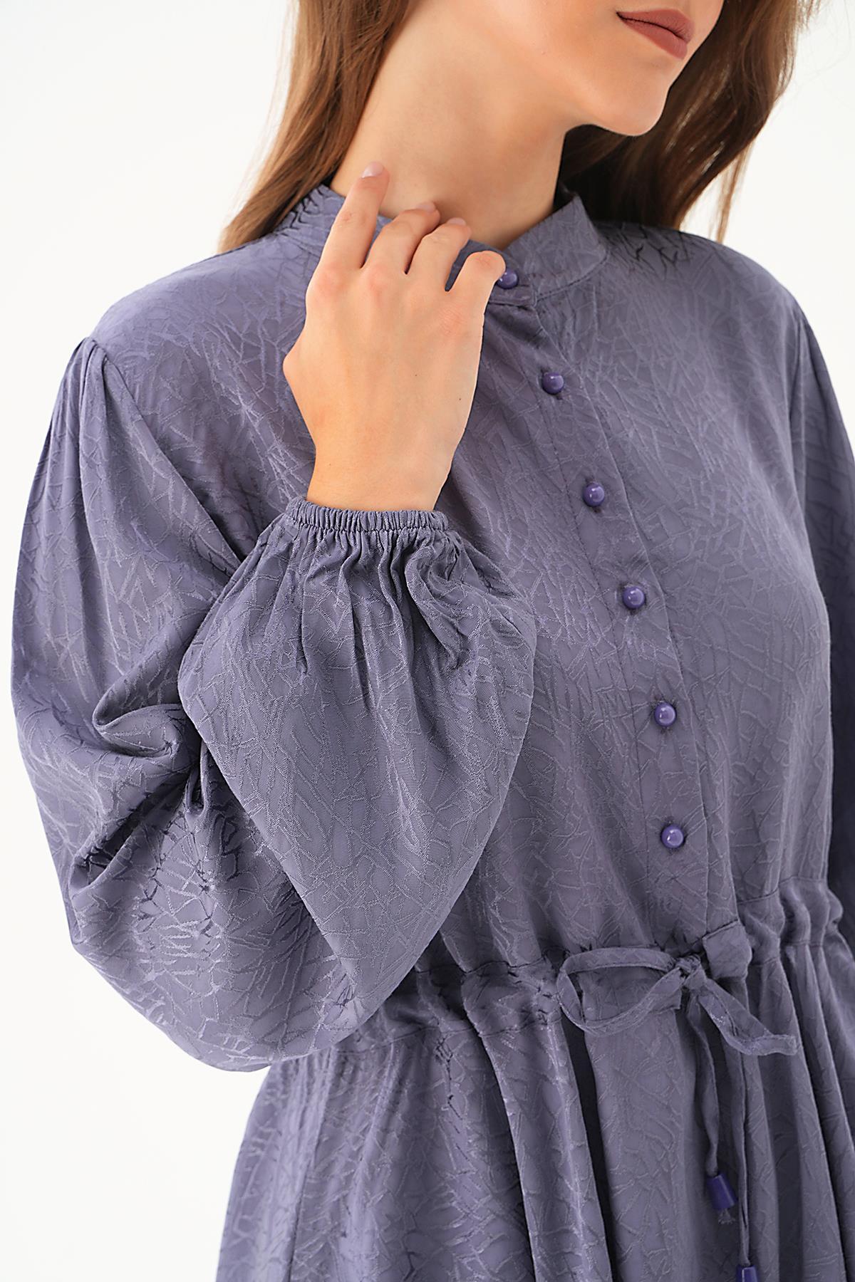 4218A Bağlama Detay Desenli Tunik Leylak - 6