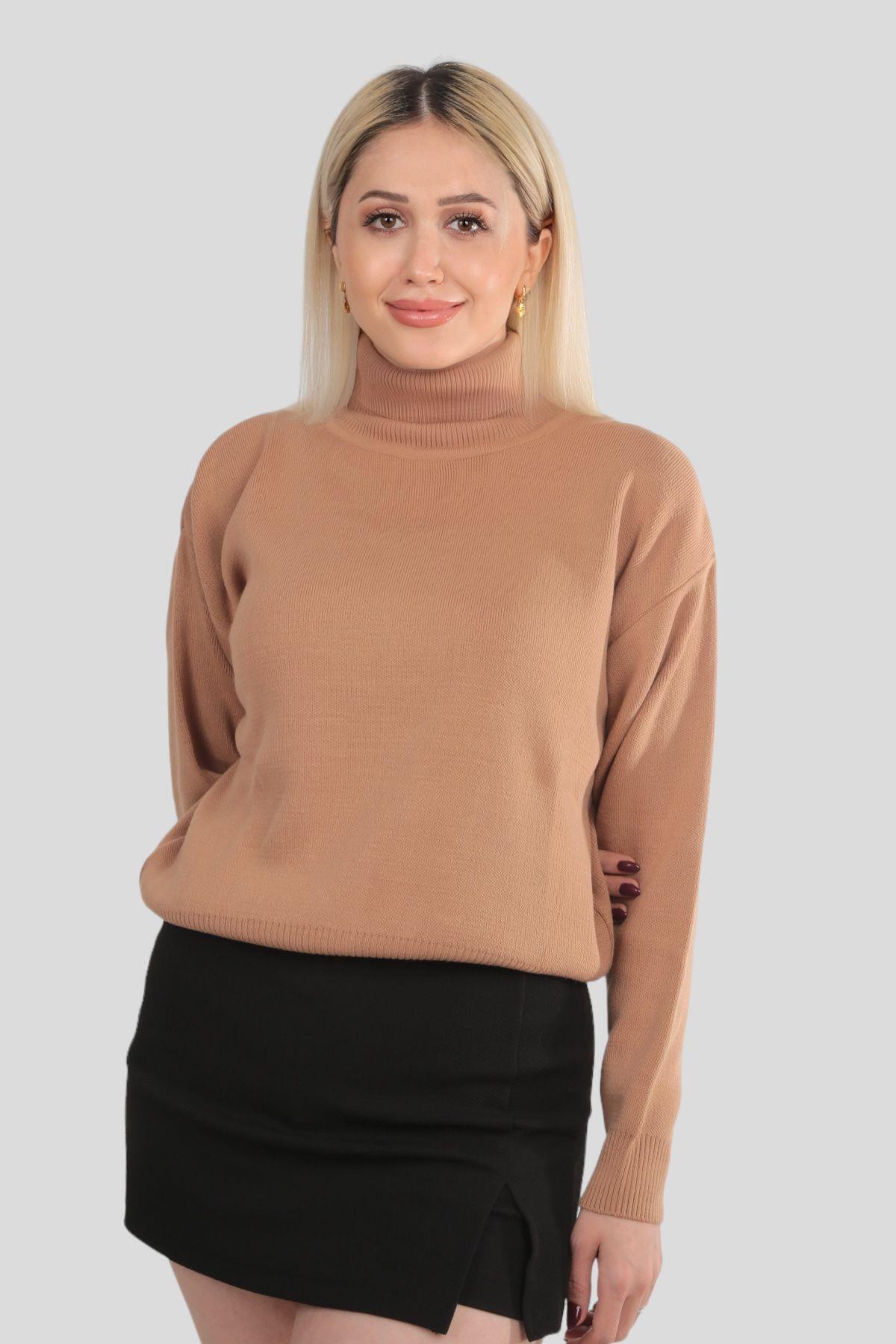 4225 Balıkçı Yaka Basic Kazak Bisküvi 