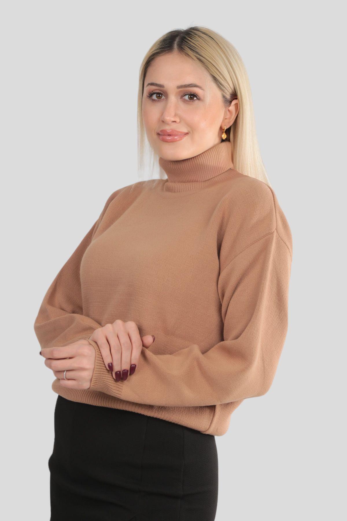 4225 Balıkçı Yaka Basic Kazak Bisküvi - 2