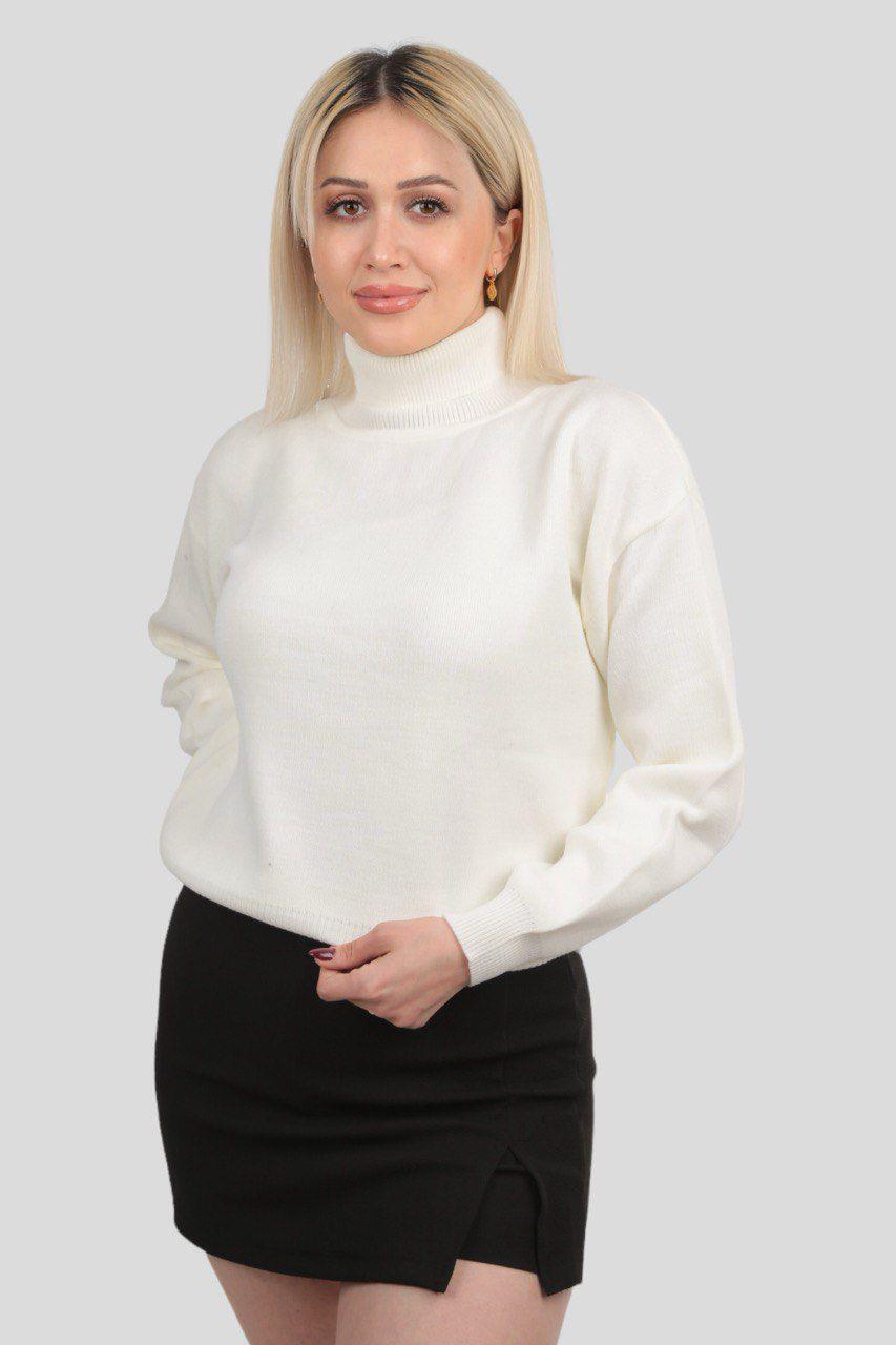 4225 Balıkçı Yaka Basic Kazak Kemik - 1